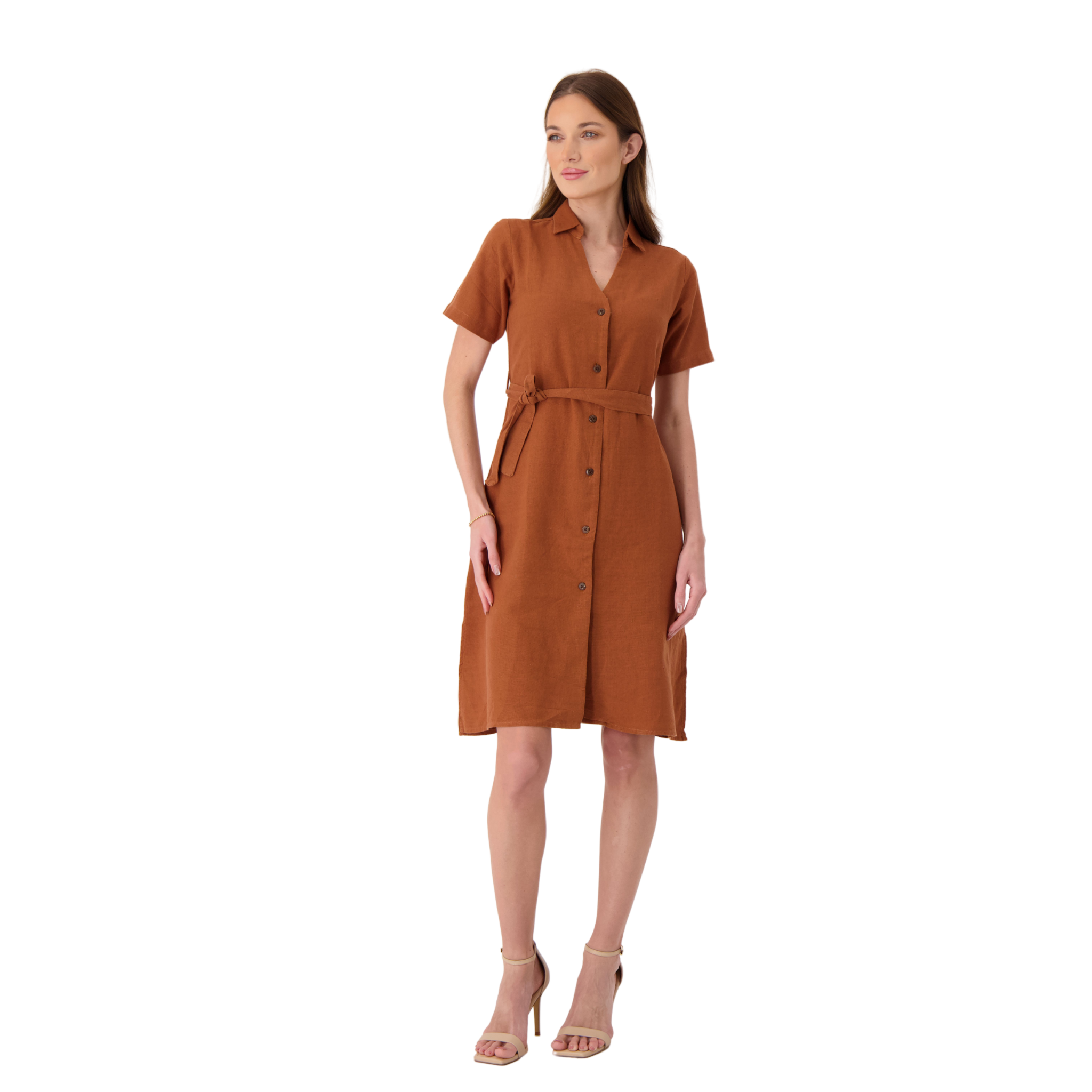 La Terre - Linen Collar dress with Belt