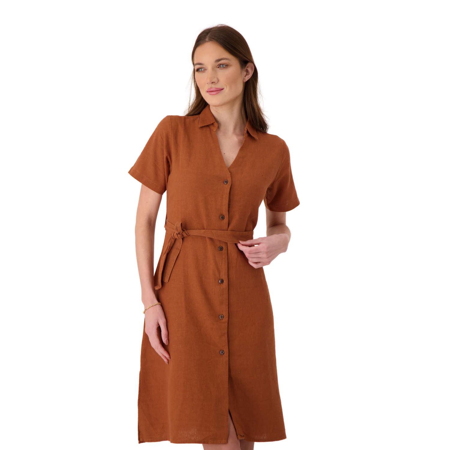 La Terre - Linen Collar dress with Belt
