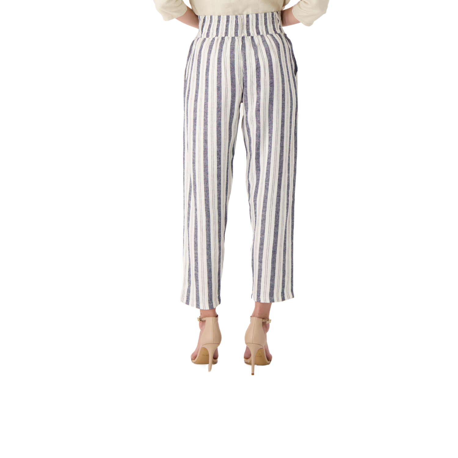Silver High-Waist Linen Pants