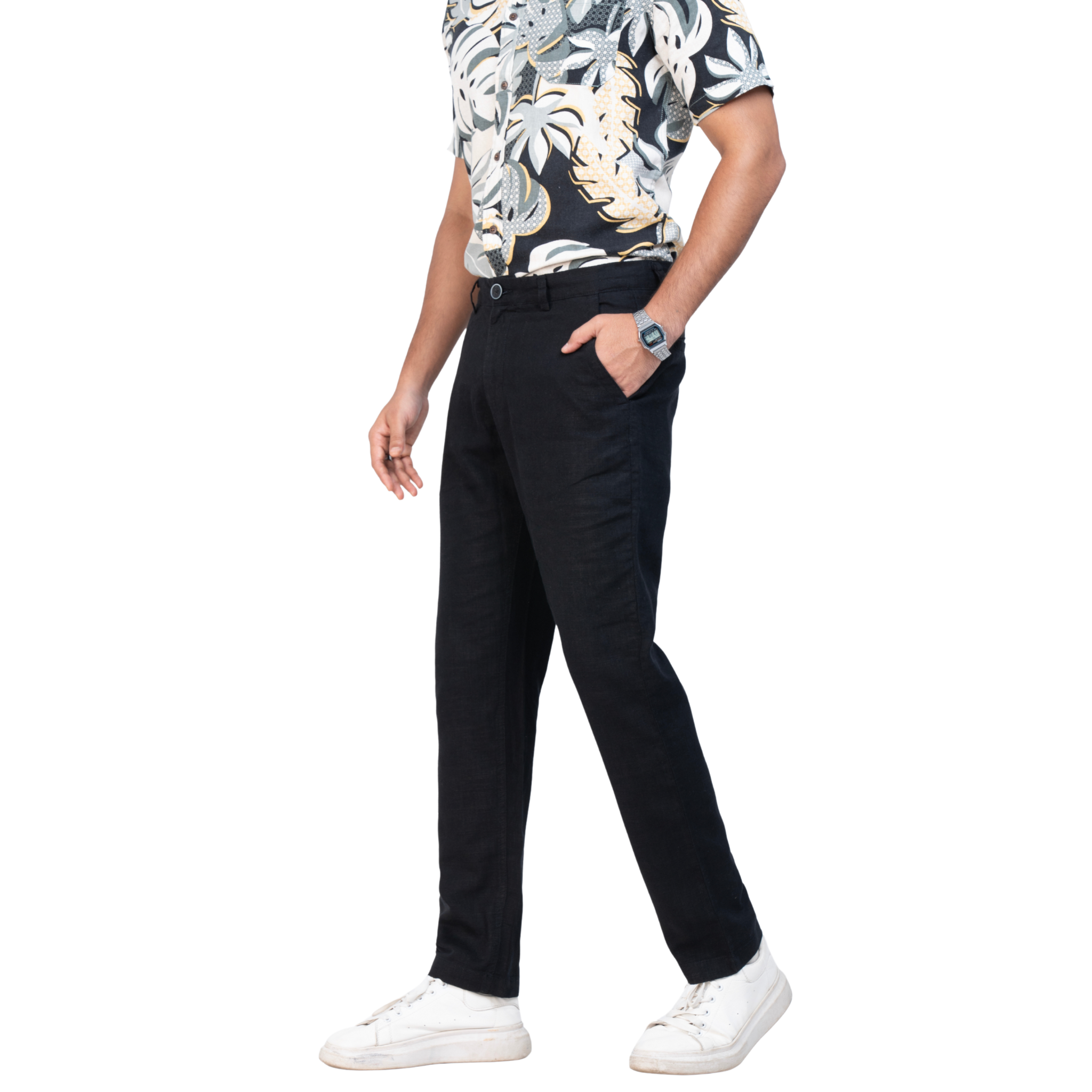 Men’s Classic Black Linen Trousers