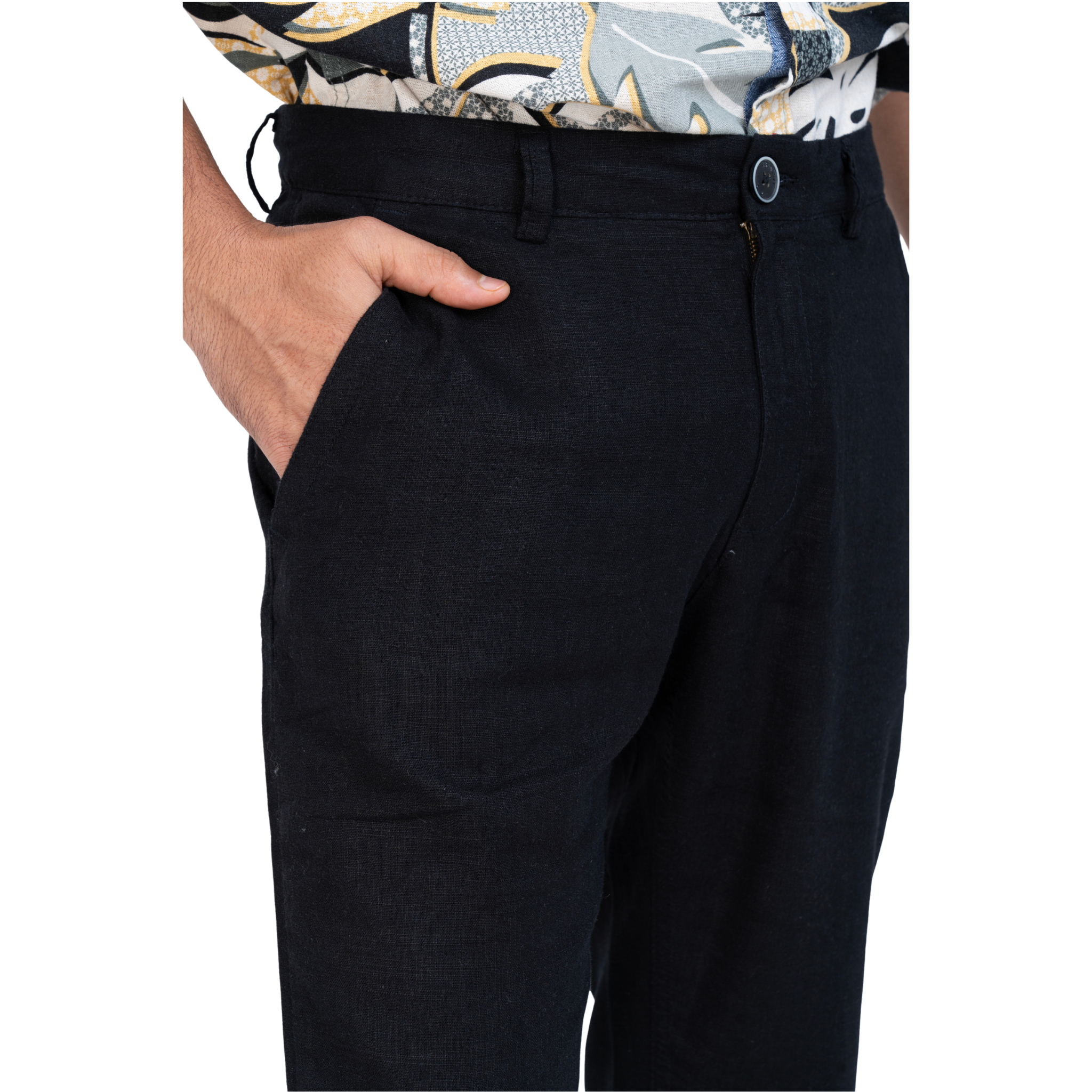Men’s Classic Black Linen Trousers