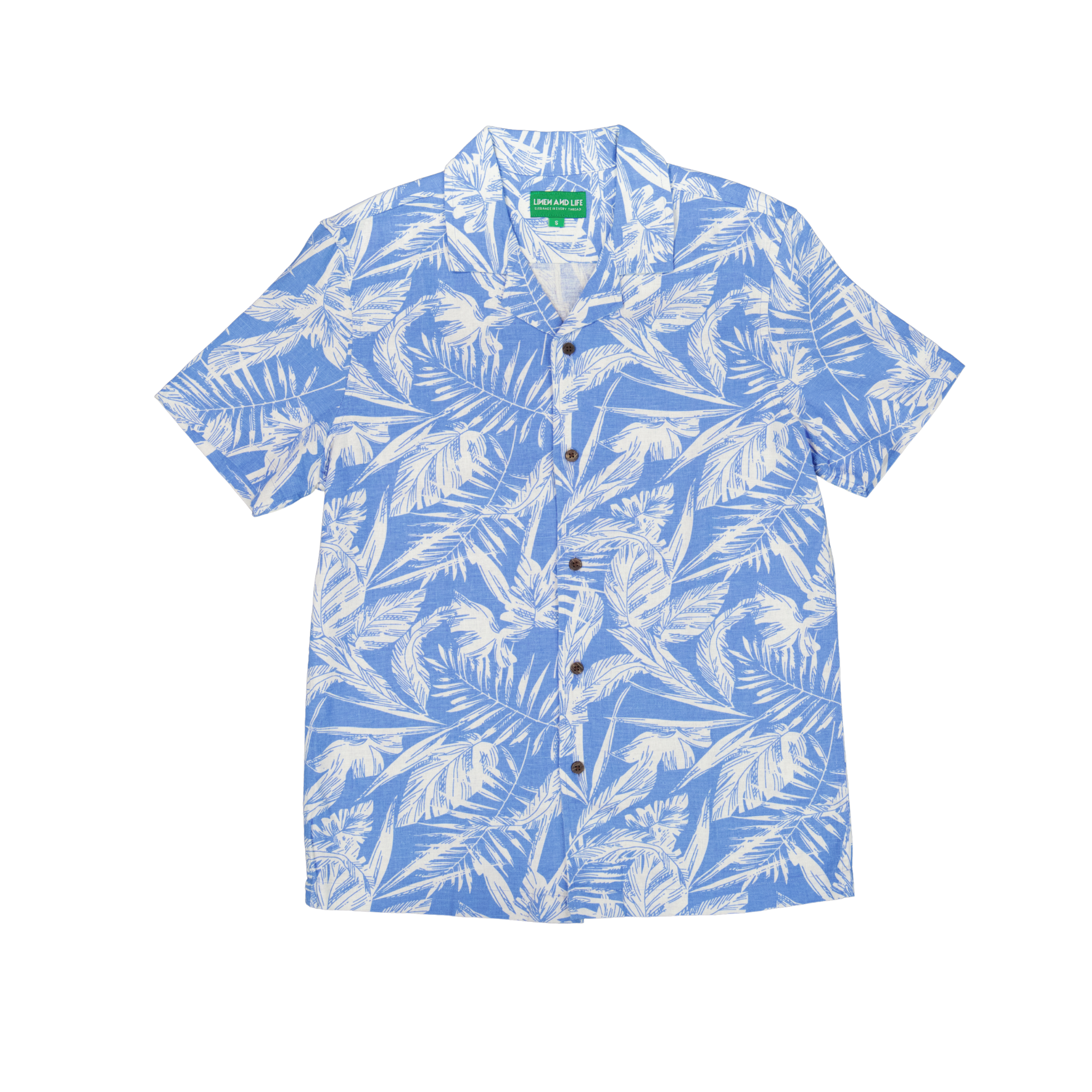 Arvénoir Printed Linen Revere Collar Shirt