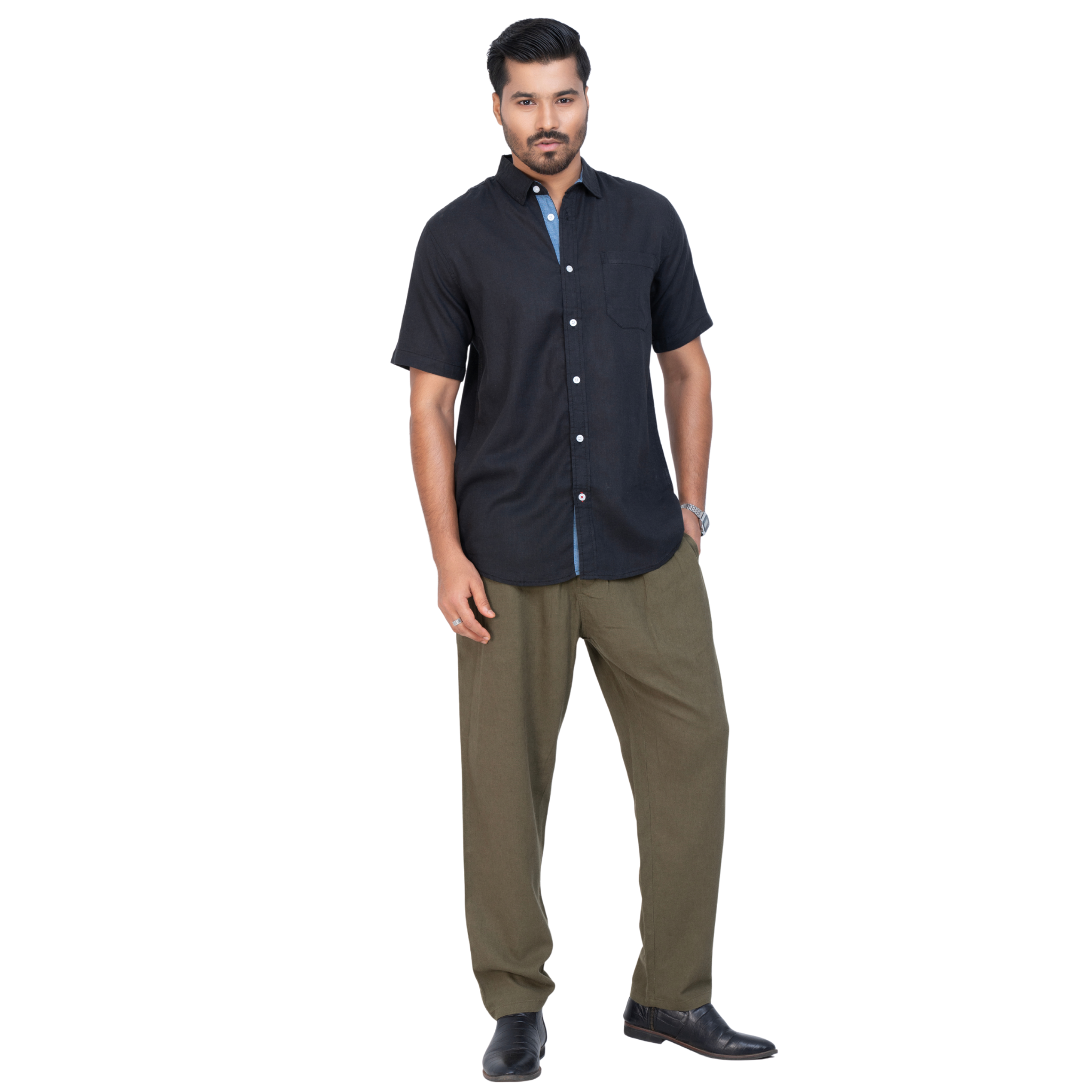 Classic Men's Linen Black Shirt