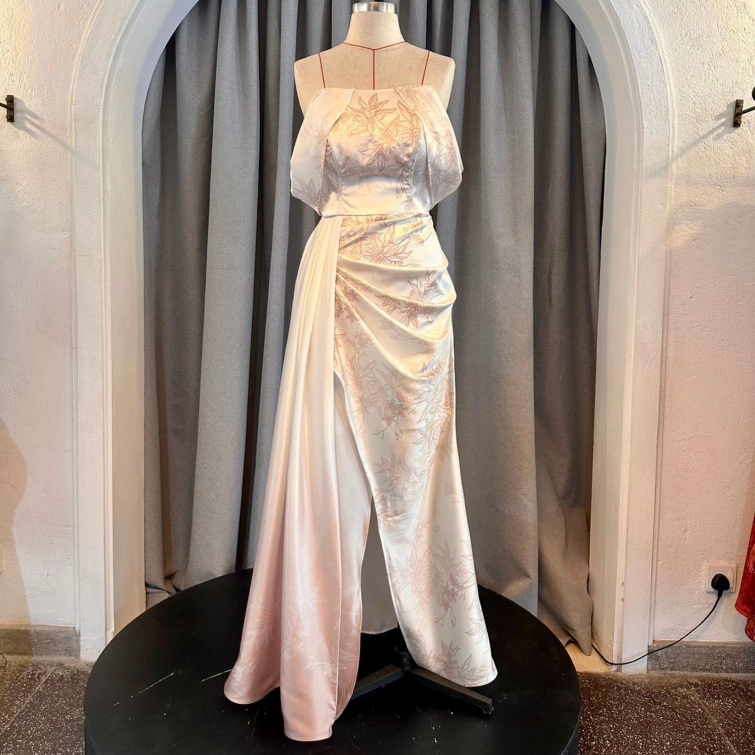 La Camille Draped Silk Gown