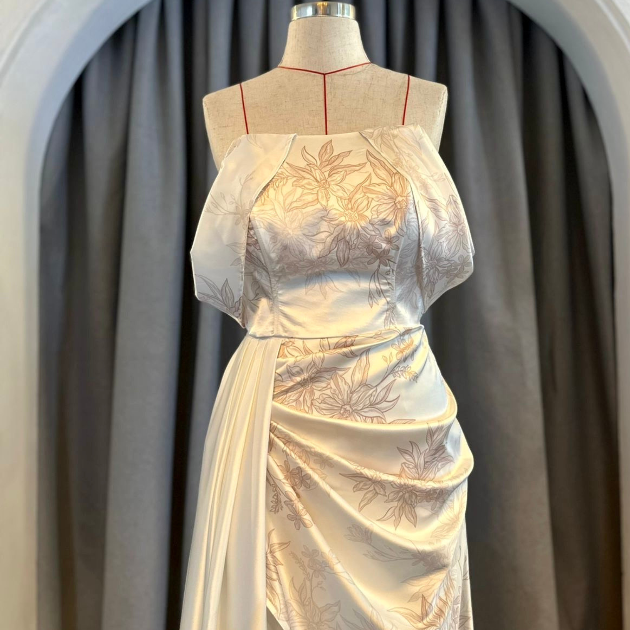 La Camille Draped Silk Gown