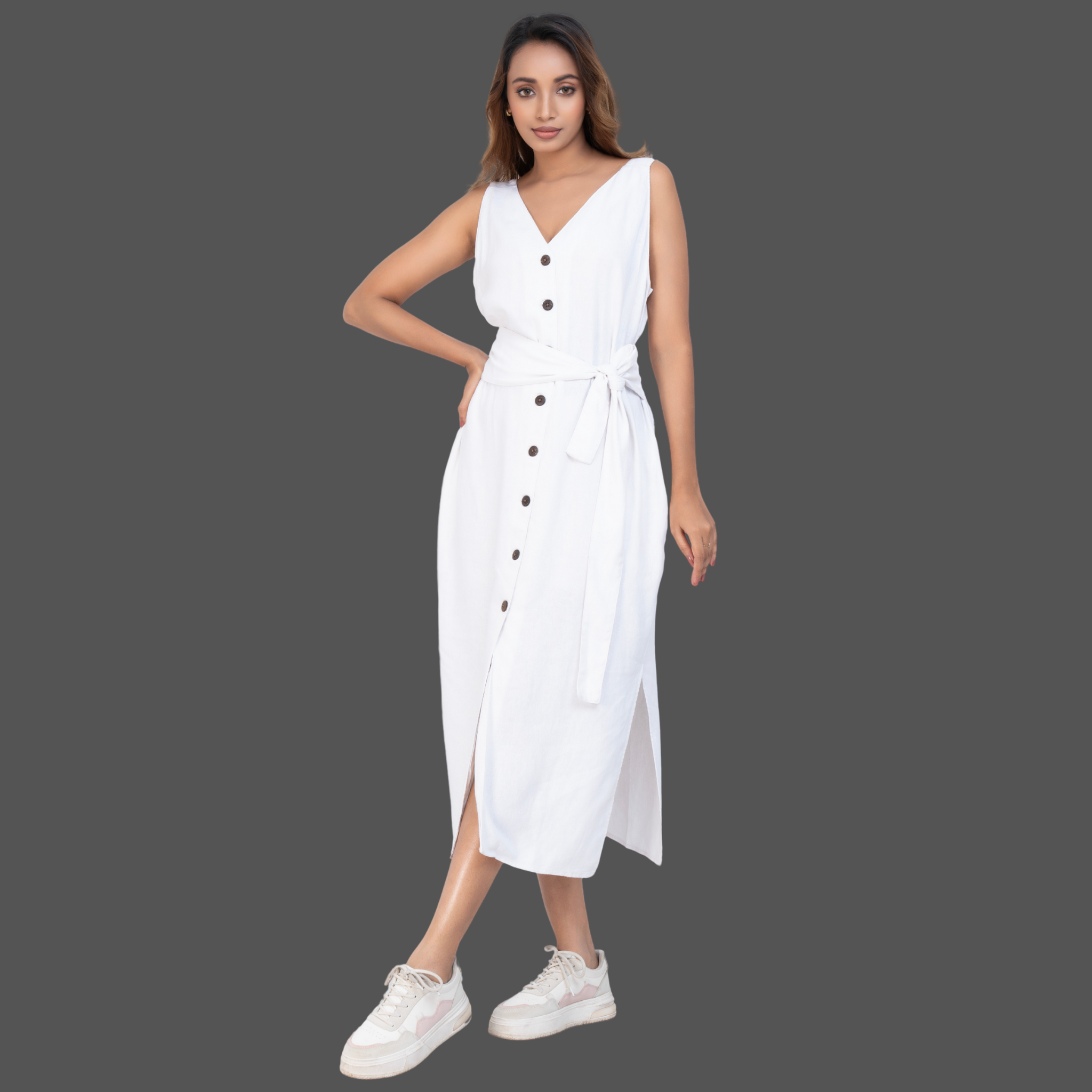 Bella Long Linen Dress