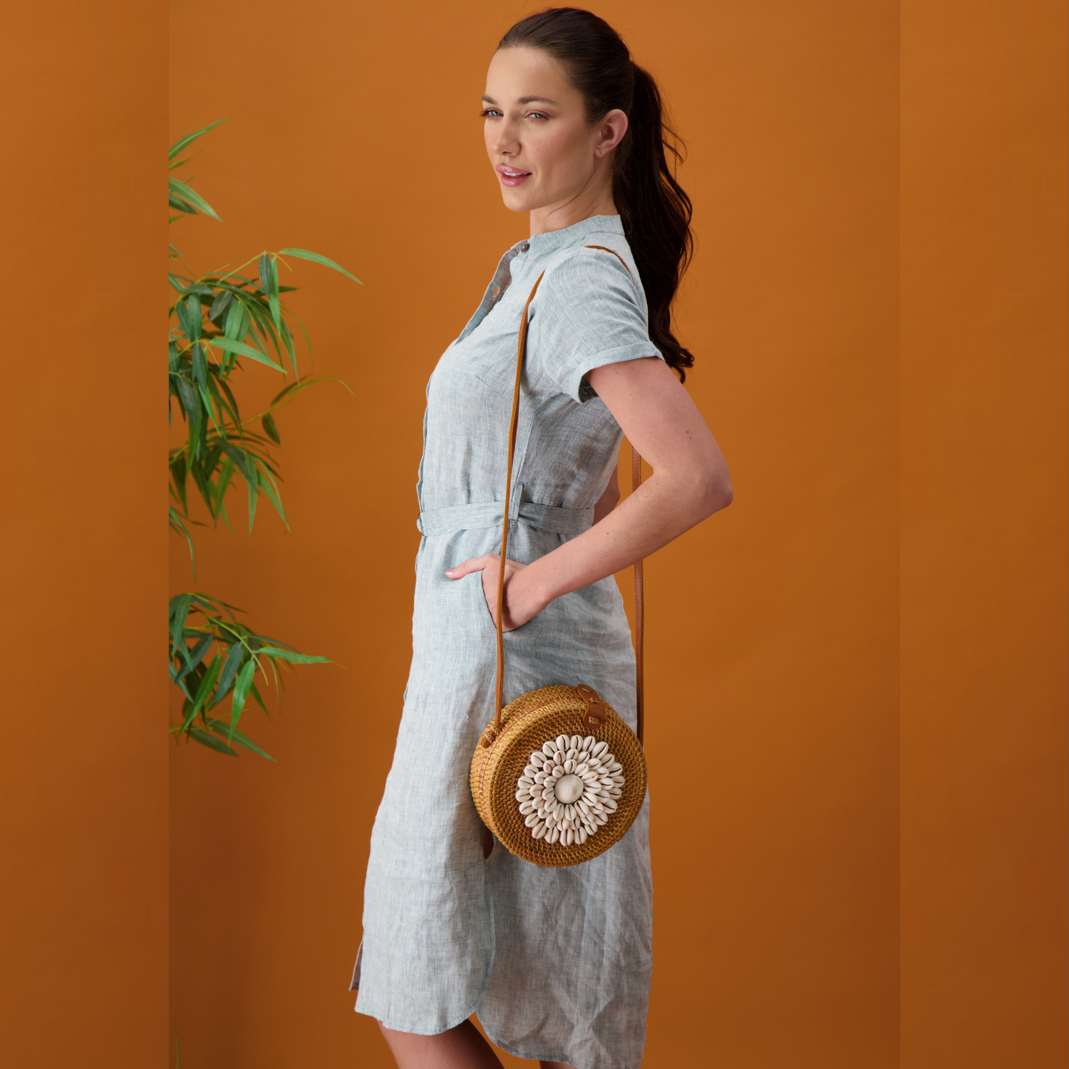 Lunara Linen Belted Shirt Dress