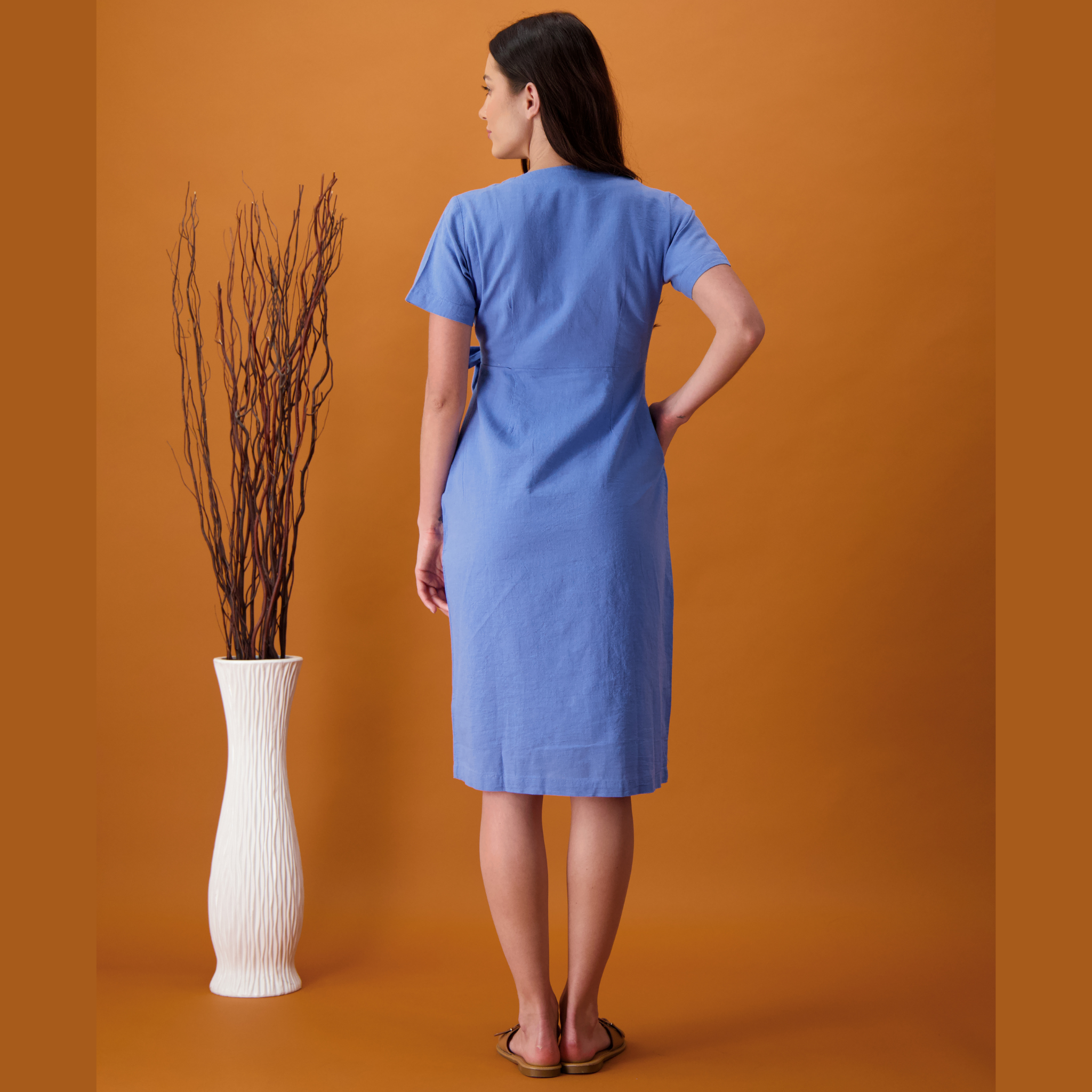 Lumie Linen Side-Tie Long Dress