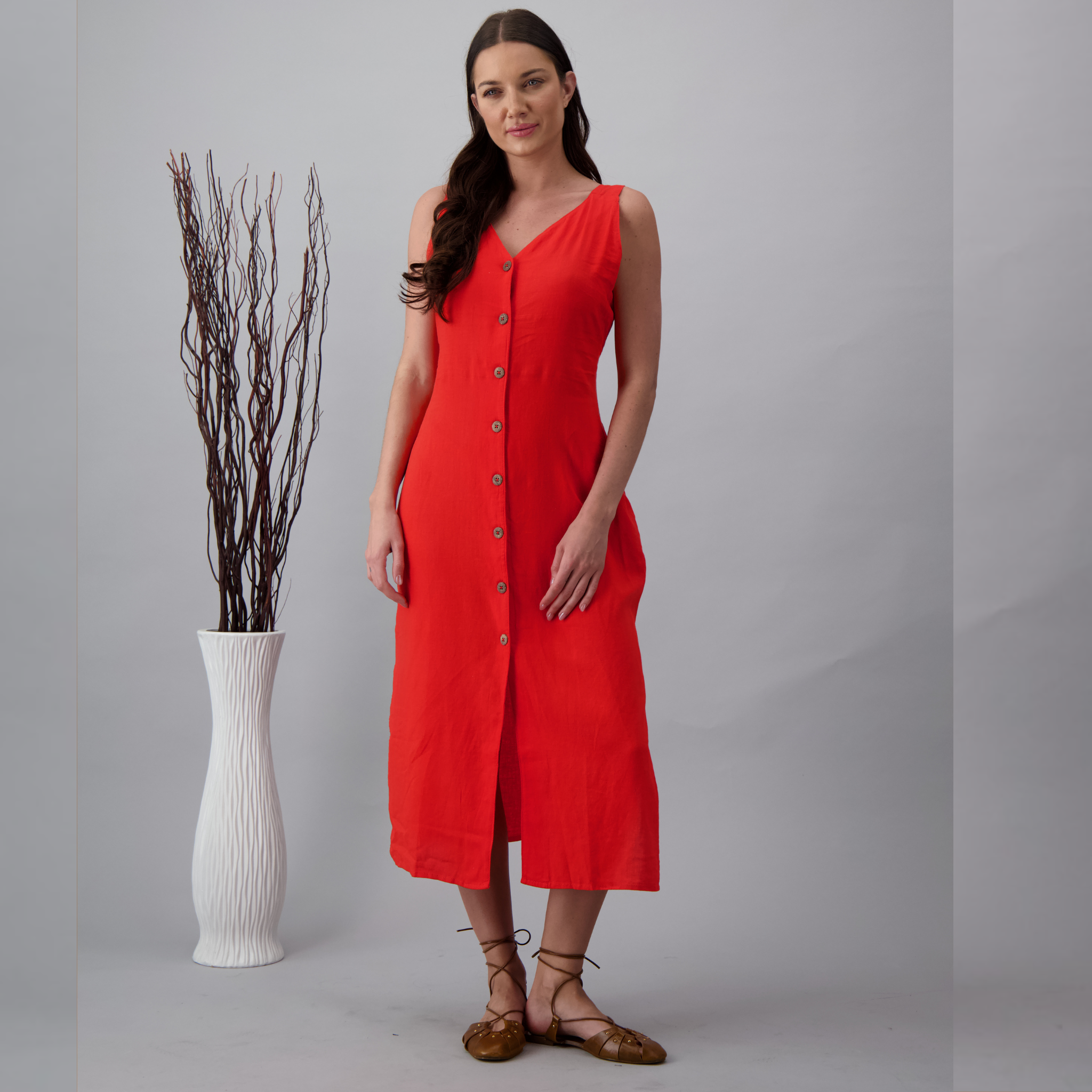 Aurelia Linen Pocket details Dress