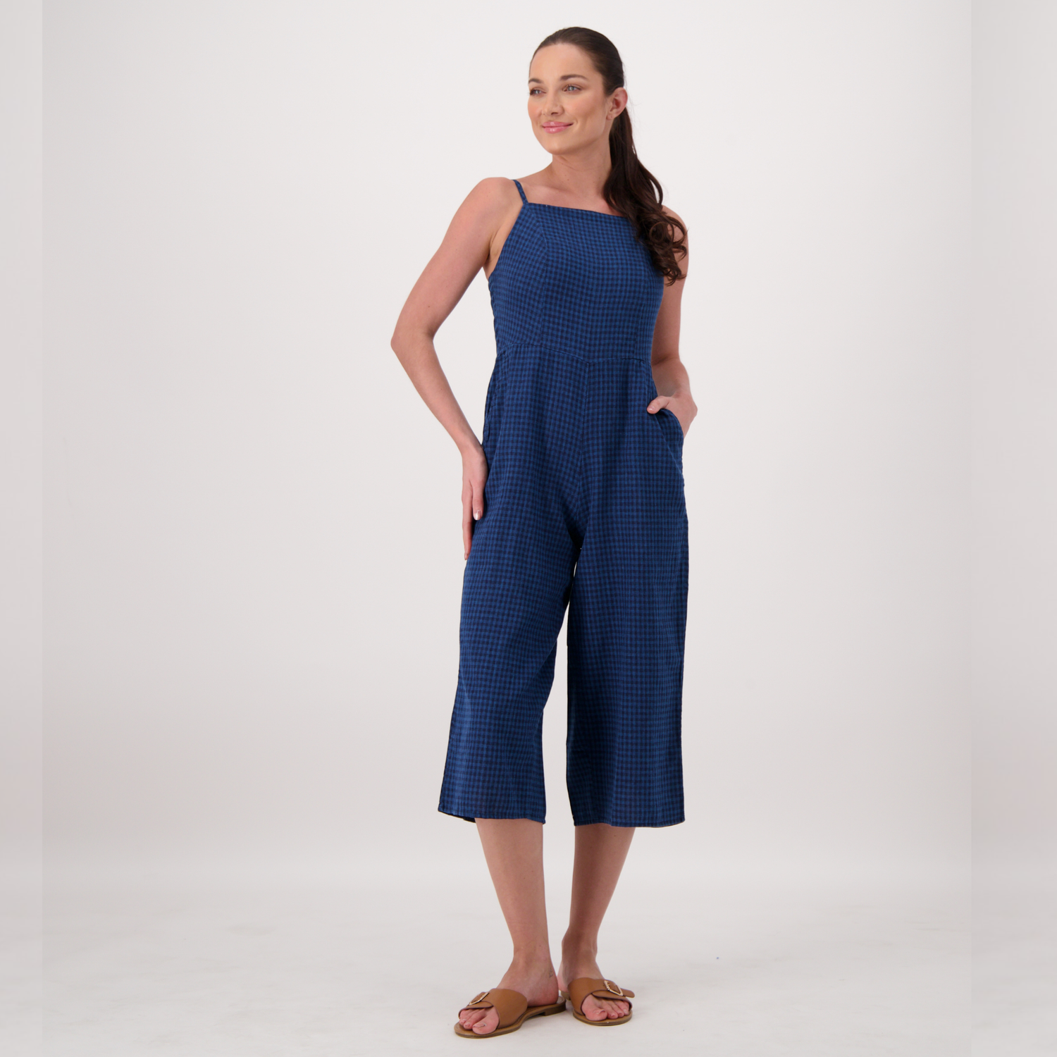 Anastasia Check Linen Jumpsuit