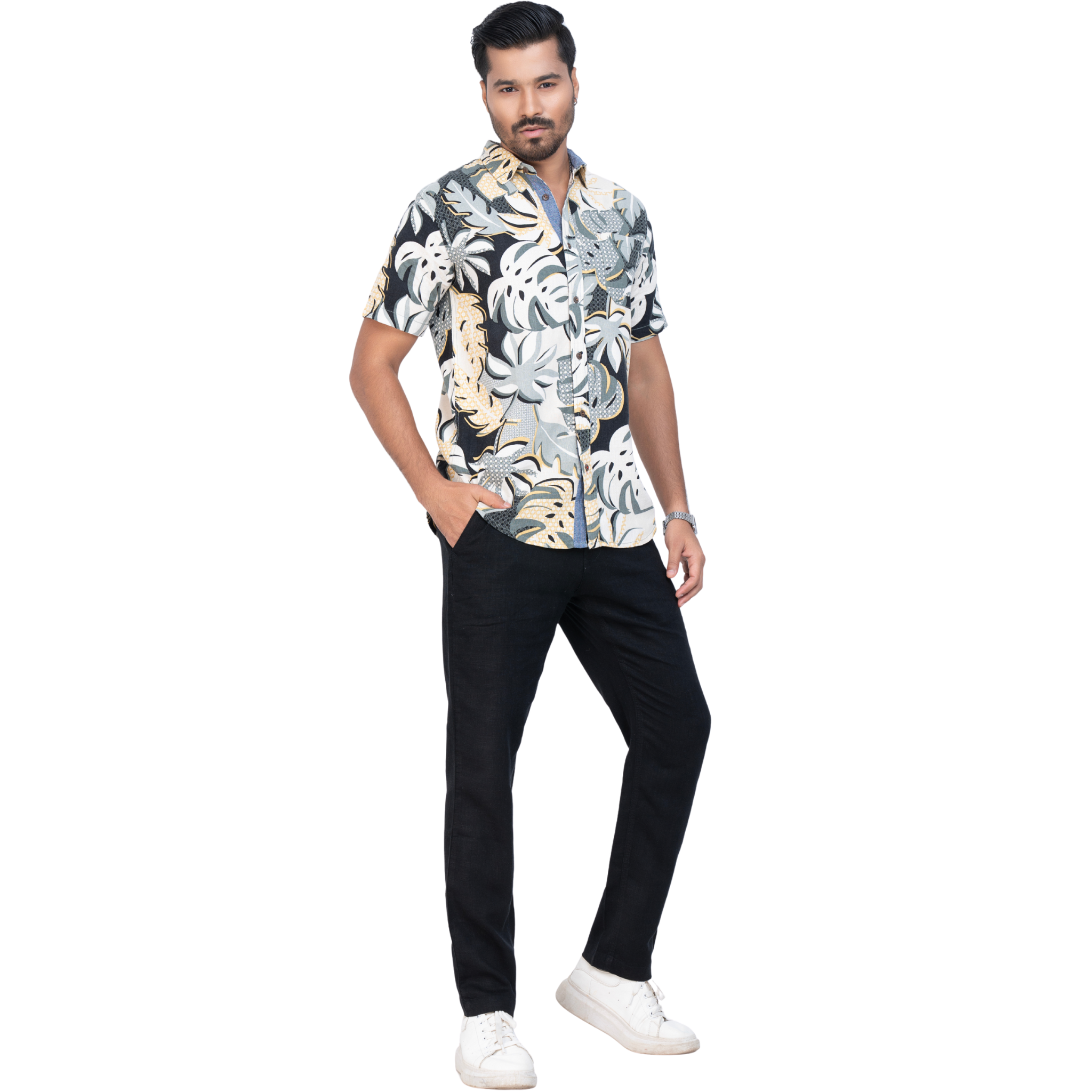 Linen Printed Short Sleeve Shirt