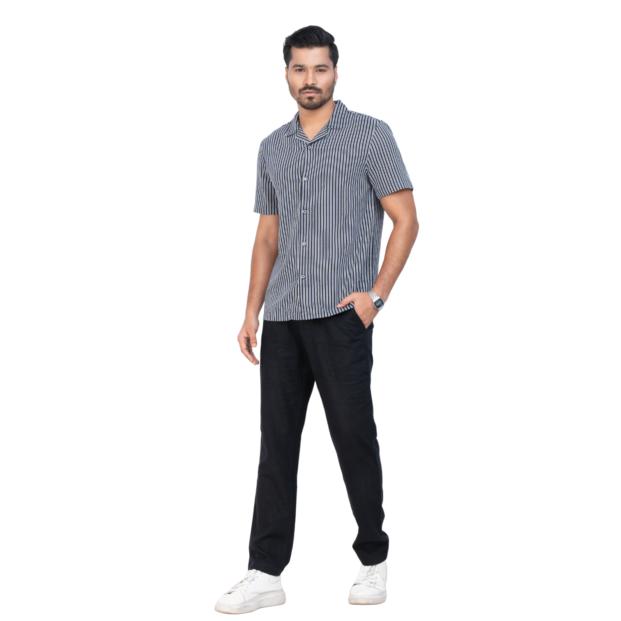 Linen Black Stripe Men's Shirt