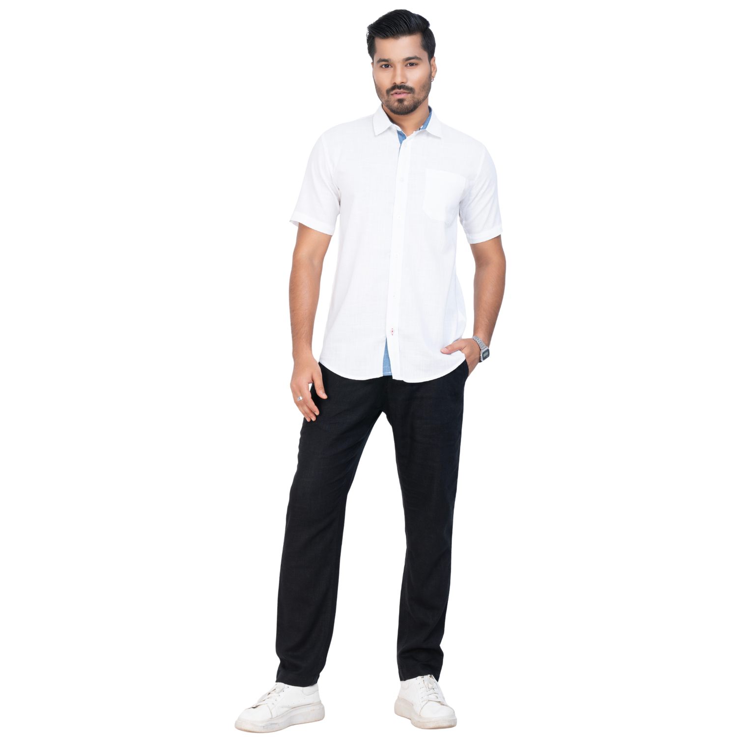 White Linen Solid Men's Shirt