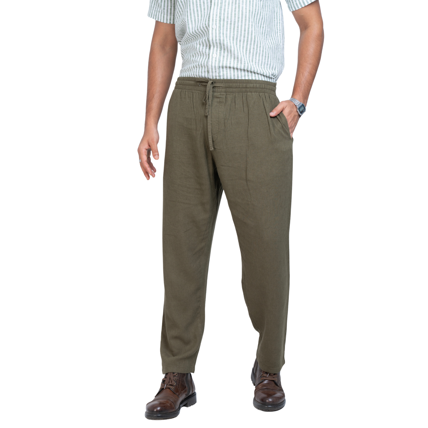 Dark Olive Linen Men's Pant