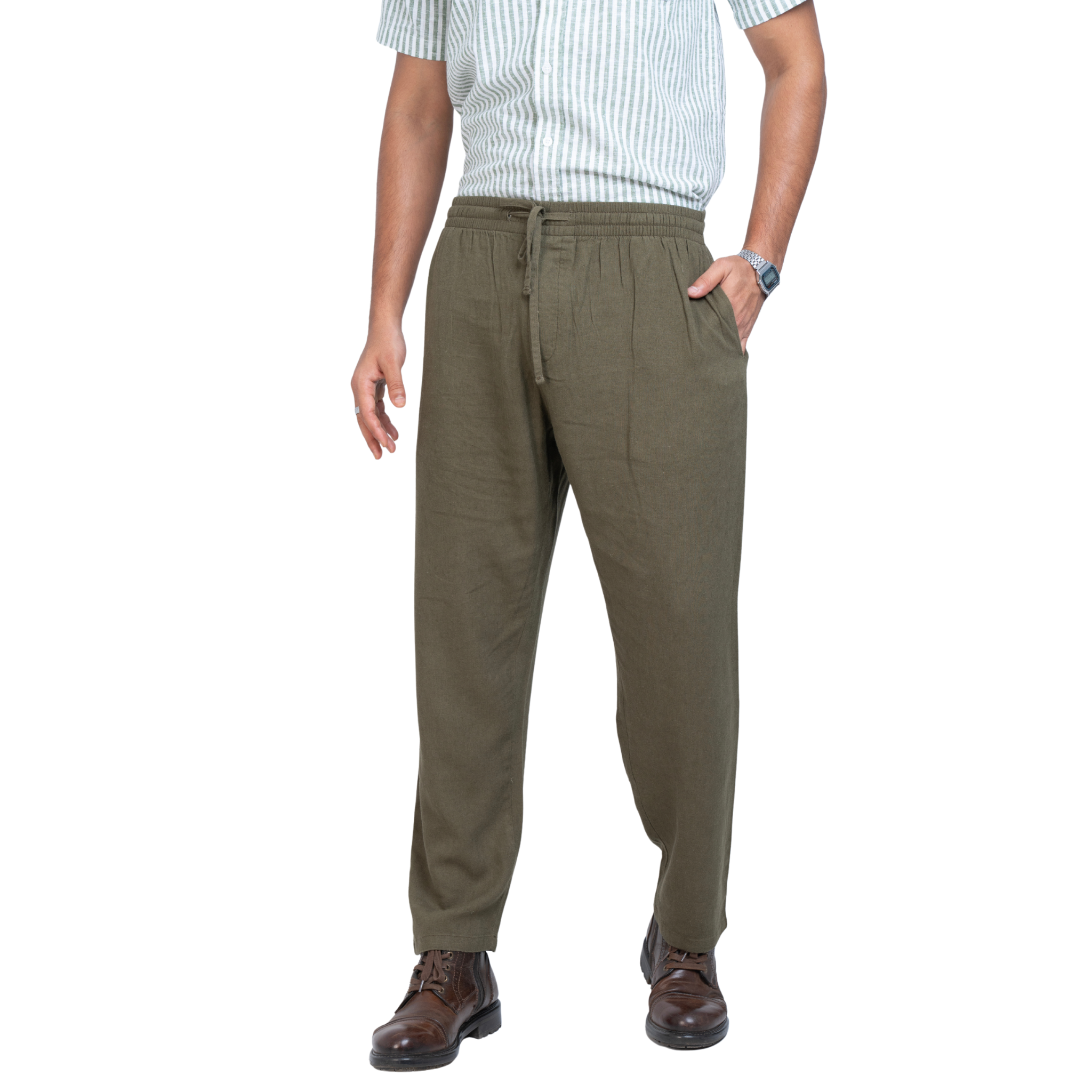 Dark Olive Linen Men's Pant