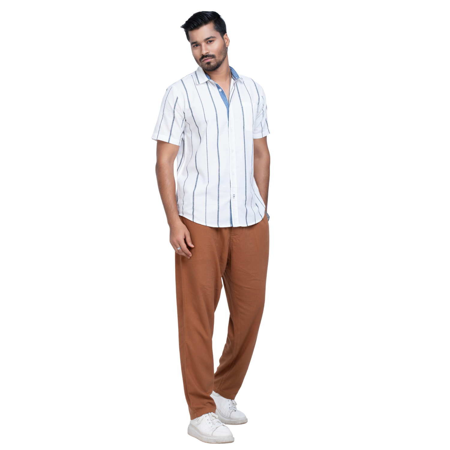 Linen Broad Stripes Men's Shirt