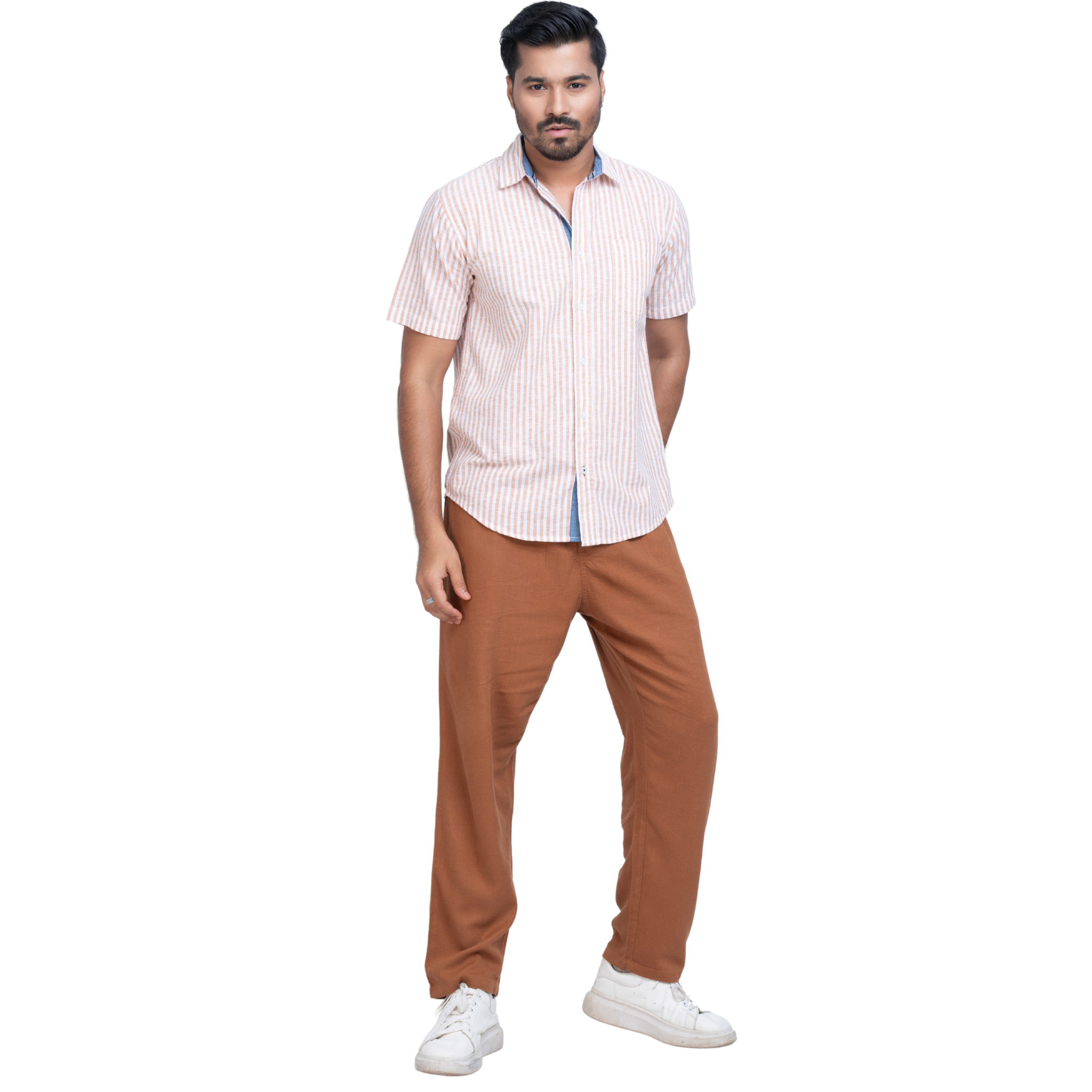 Linen Men's Red Stripe Shirt