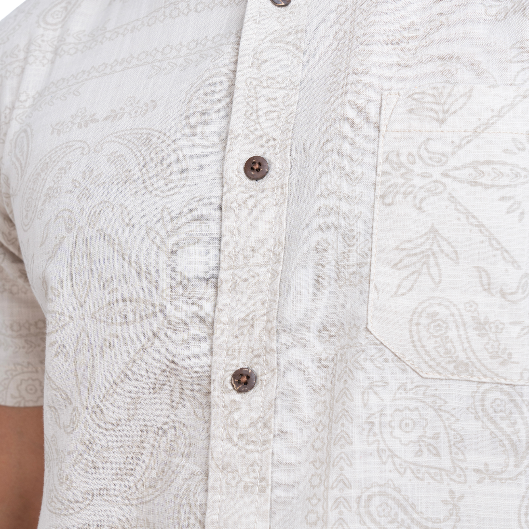 Printed Beige Linen Men