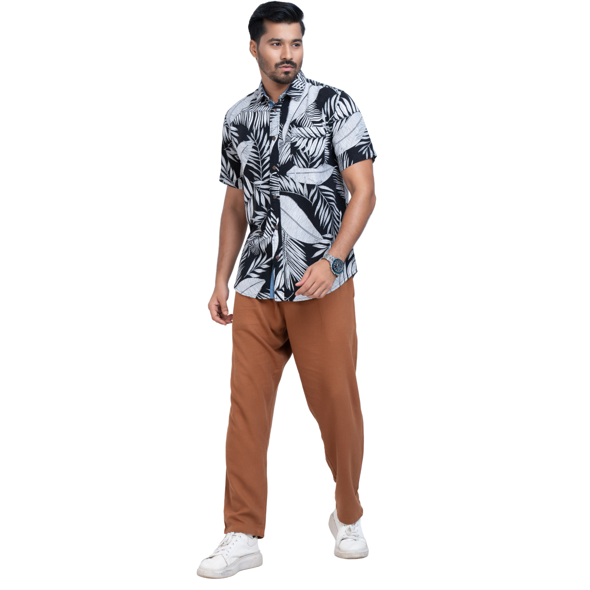 Linen Black Printed Men's Shirt