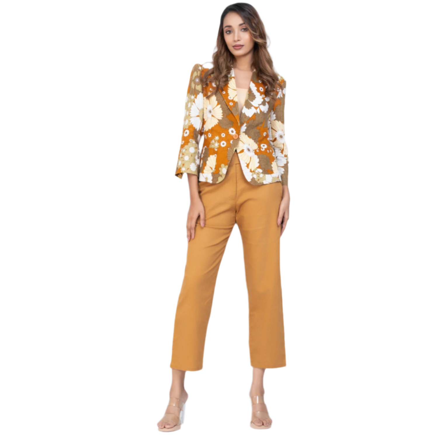 Elara Printed Linen Blazer