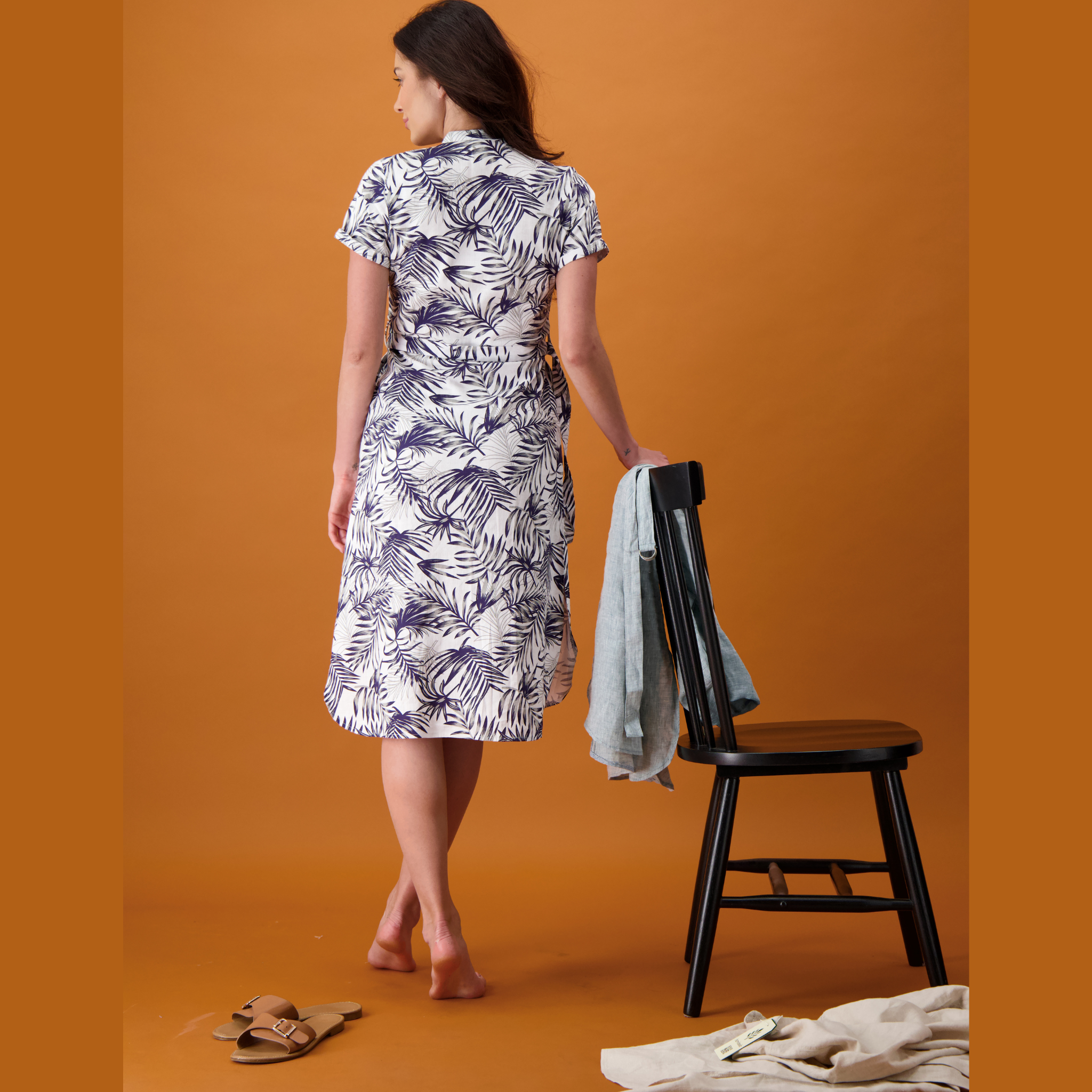 Silvey Printed Linen Long Shirt Dress