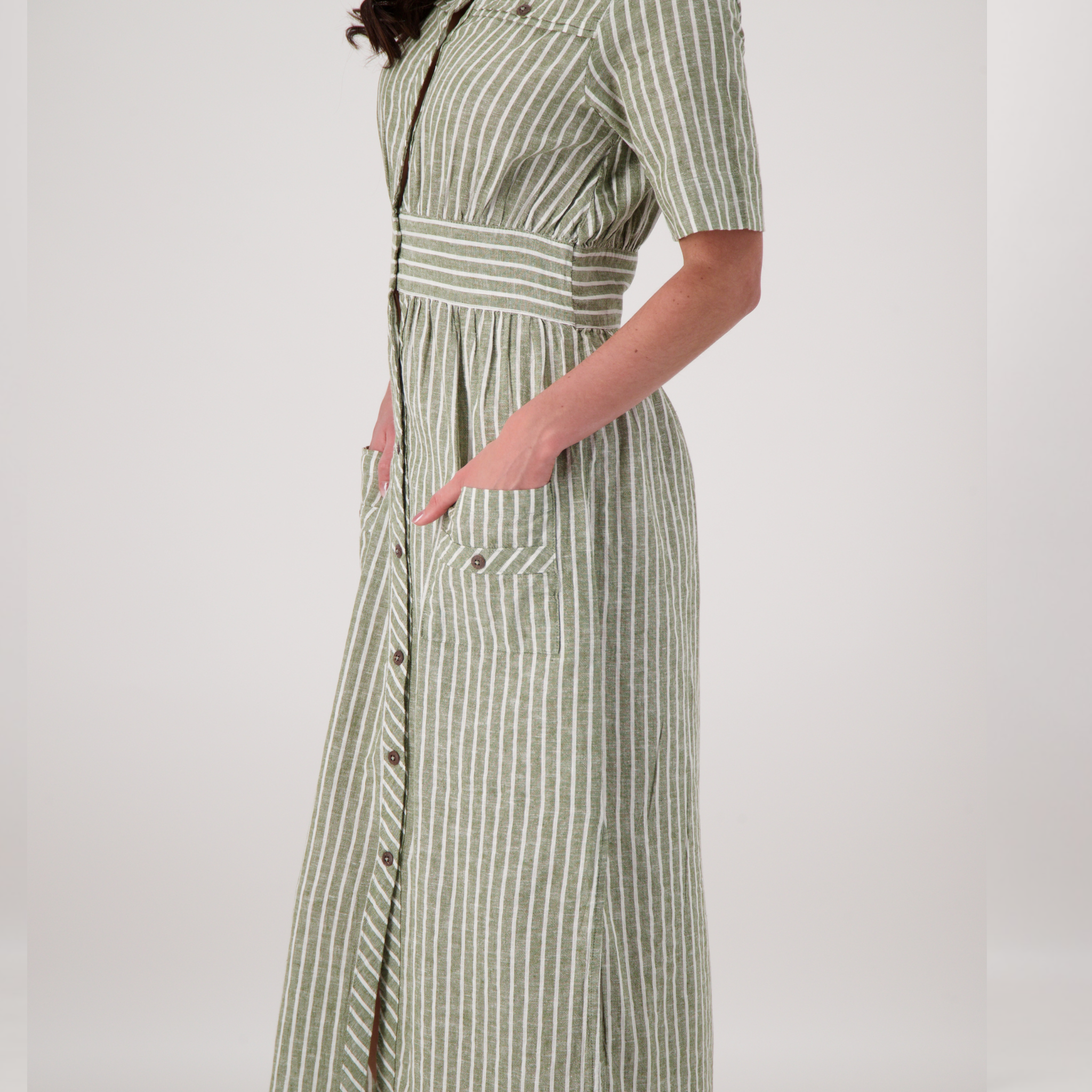 Élise Striped Linen Long Dress