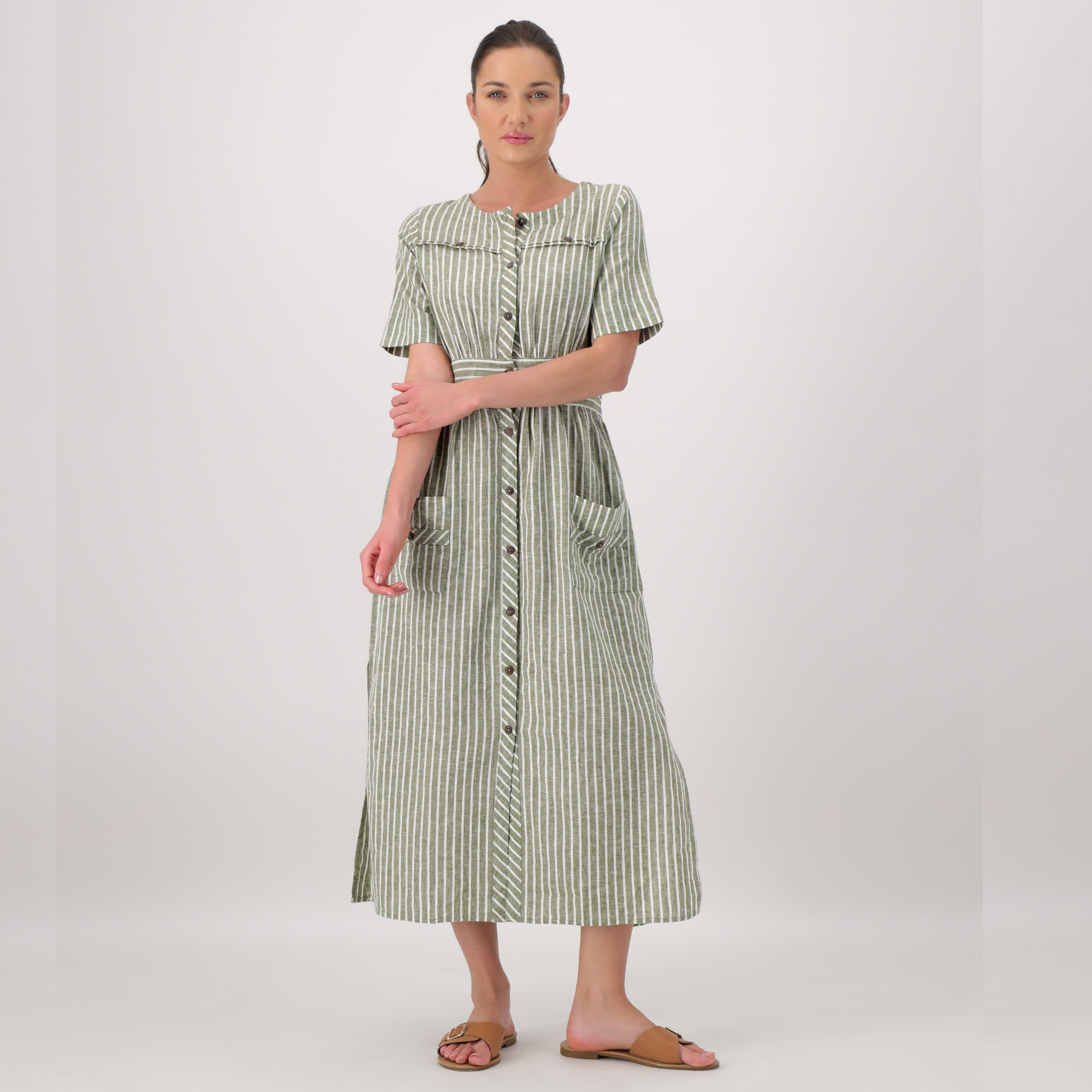 Élise Striped Linen Long Dress