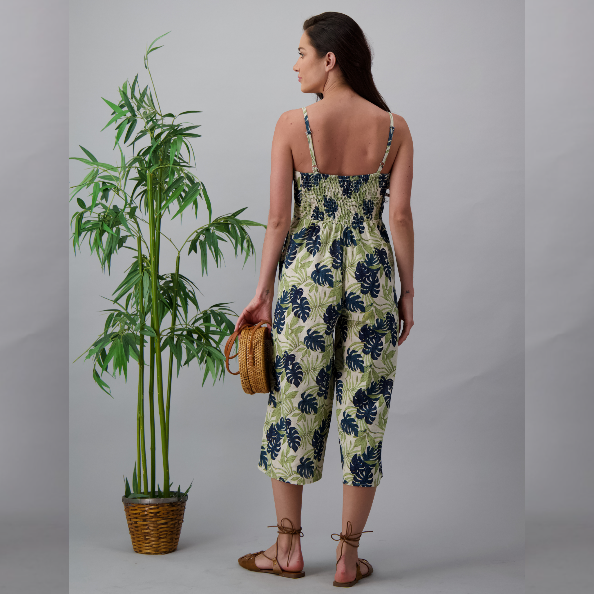Elara Printed Linen Jumpsuit