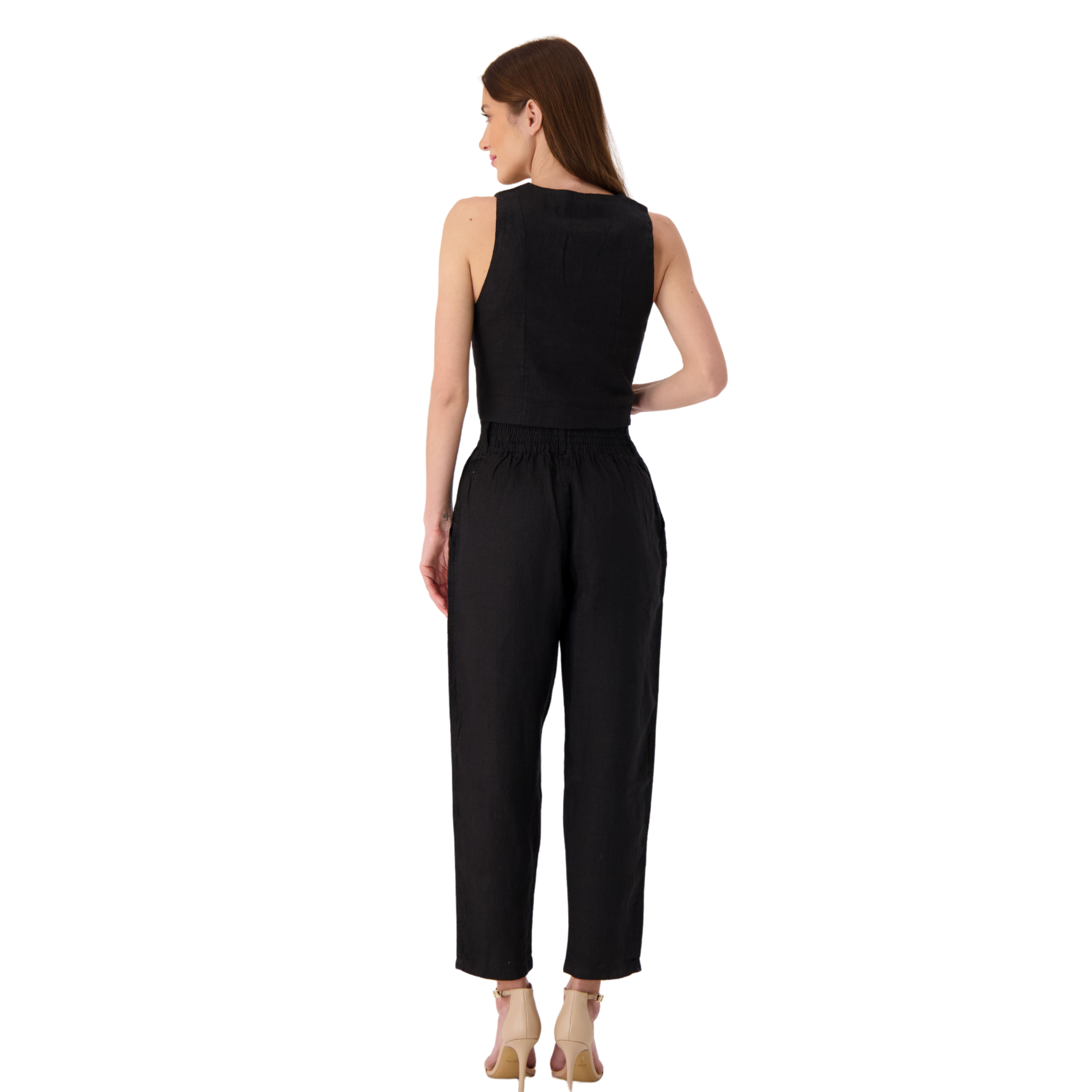 Célina Linen Waistcoat – Noir