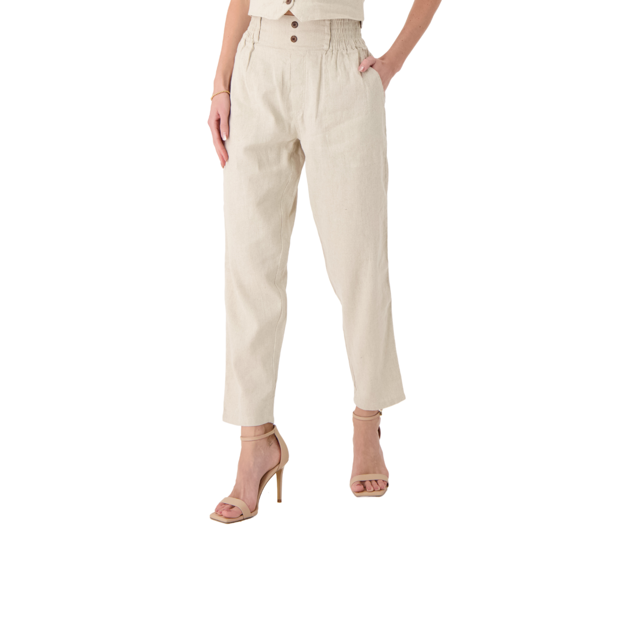 Arvénoir Long Linen Pant – Beige
