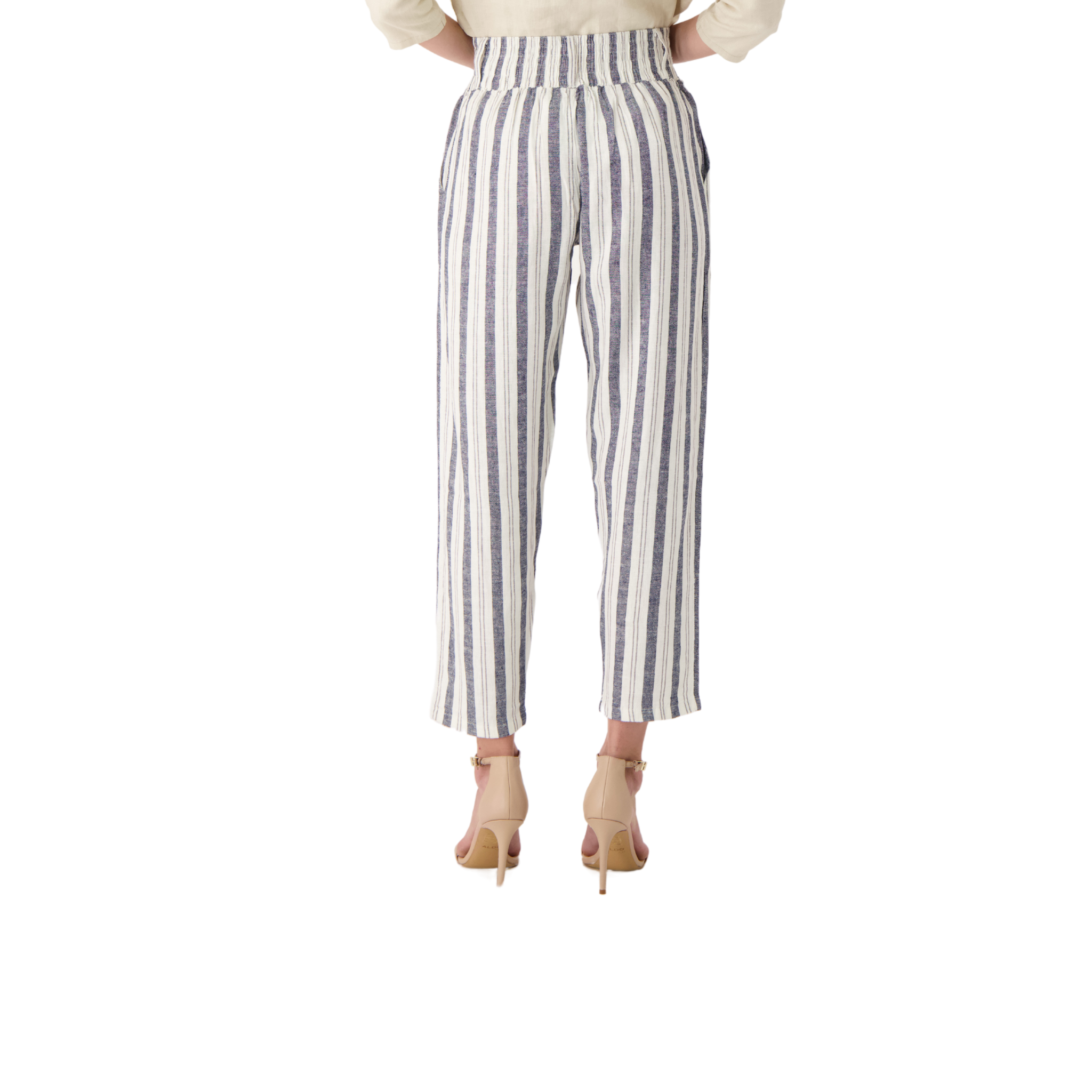 Silver High-Waist Linen Pants