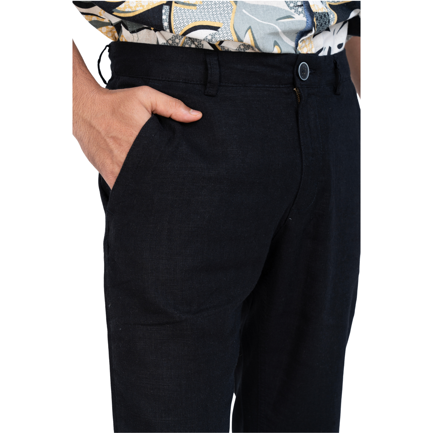 Men’s Classic Black Linen Trousers