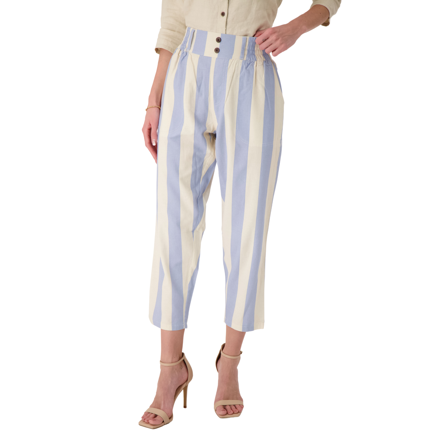 Céline High Waist Stripe Linen Pant