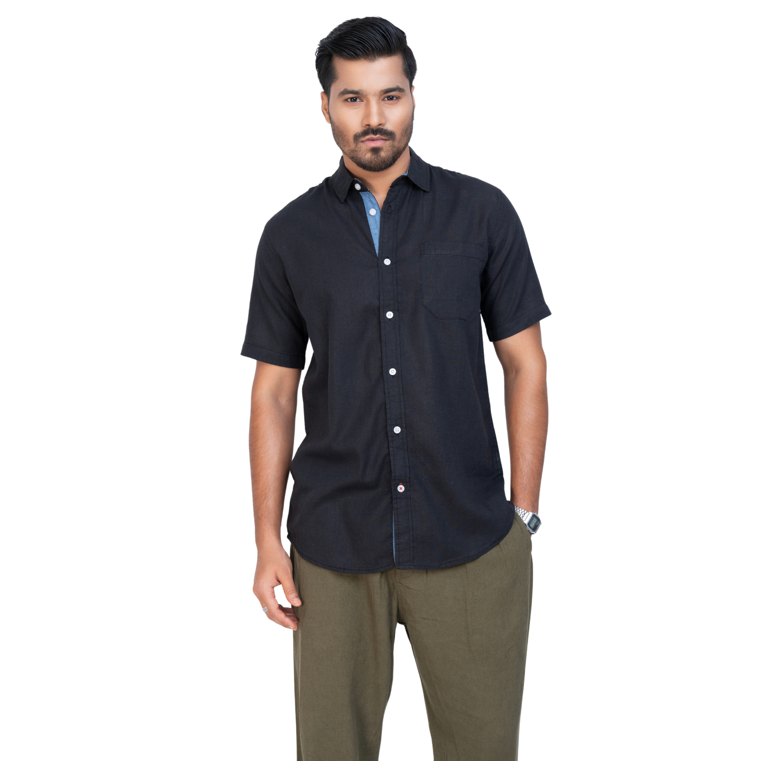 Classic Men's Linen Black Shirt