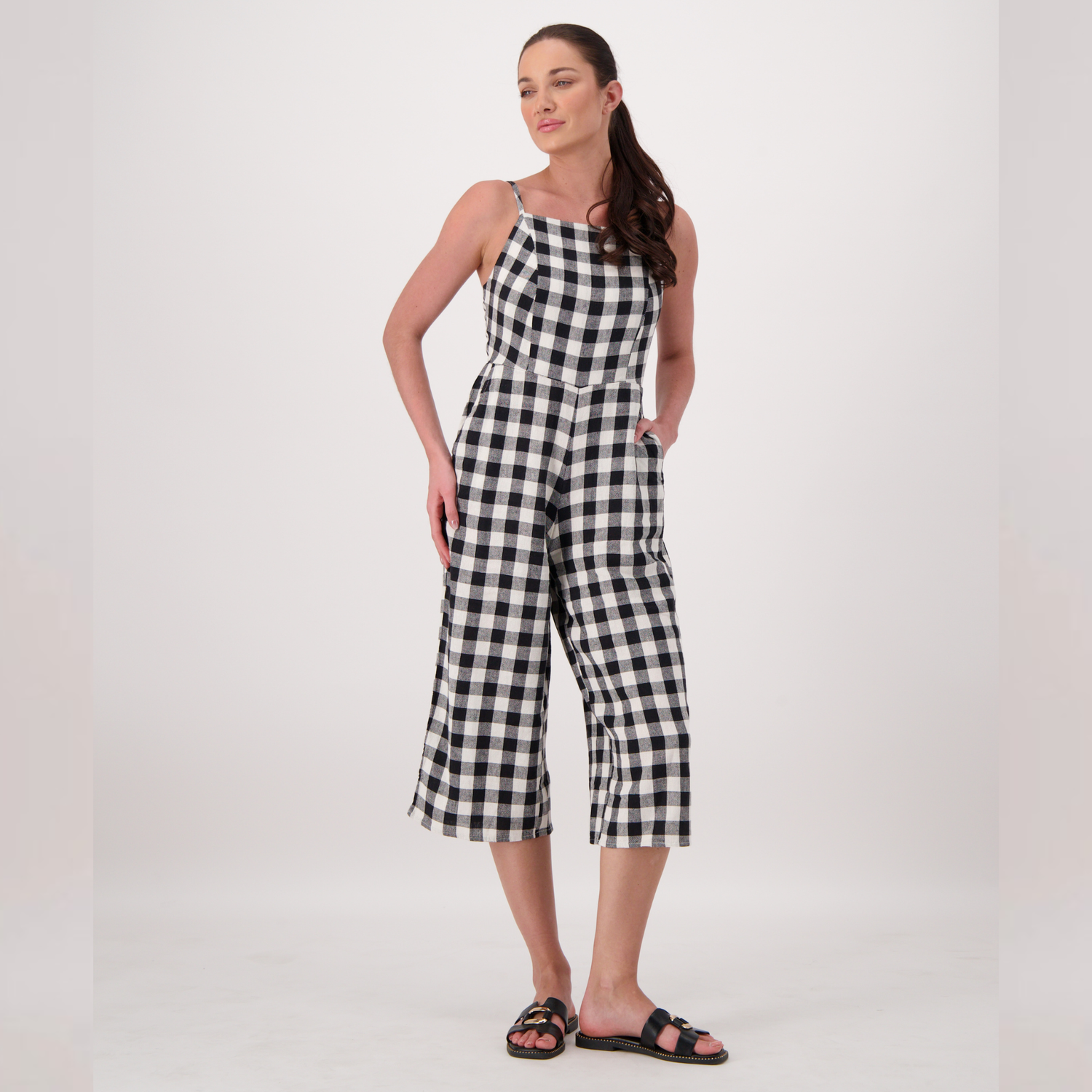 Allore Linen Checks Jumpsuit