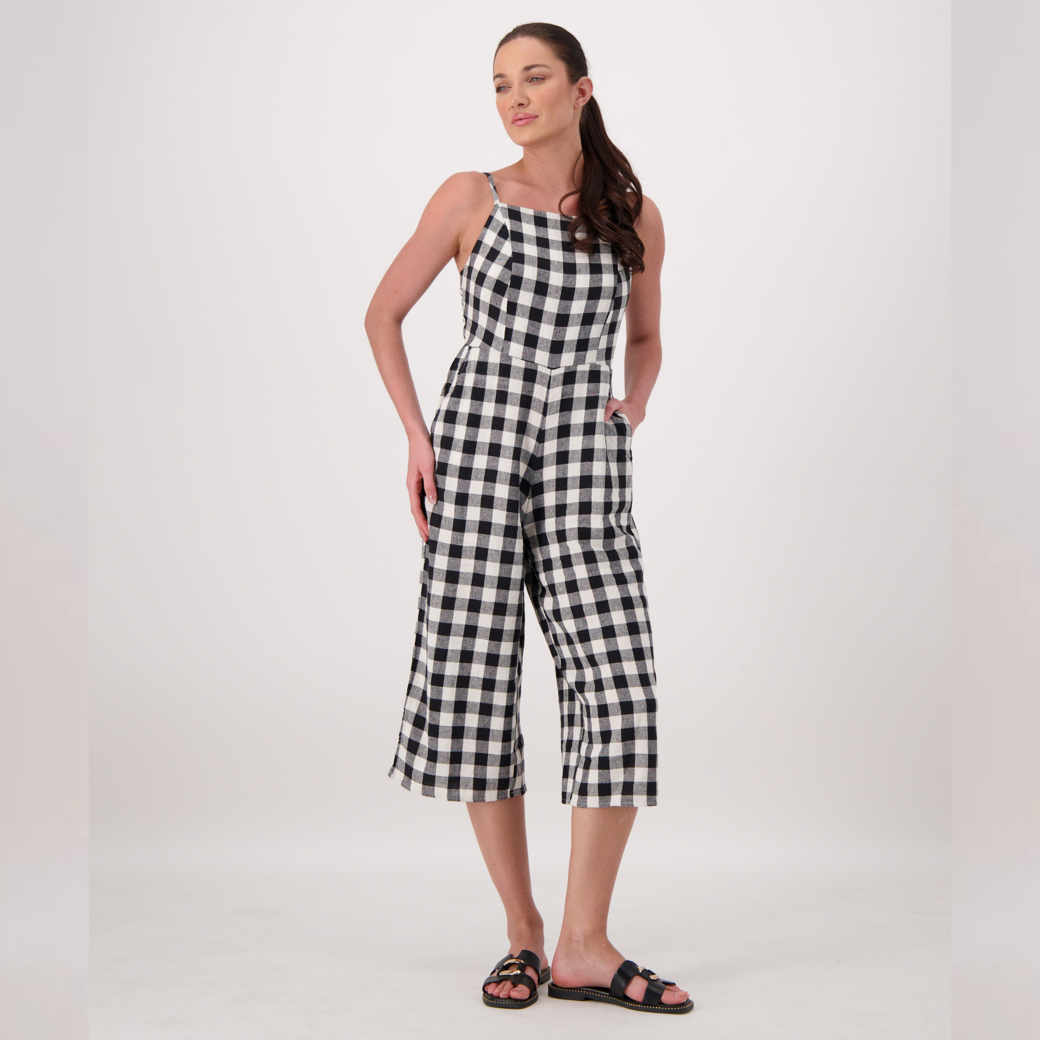Allore Linen Checks Jumpsuit