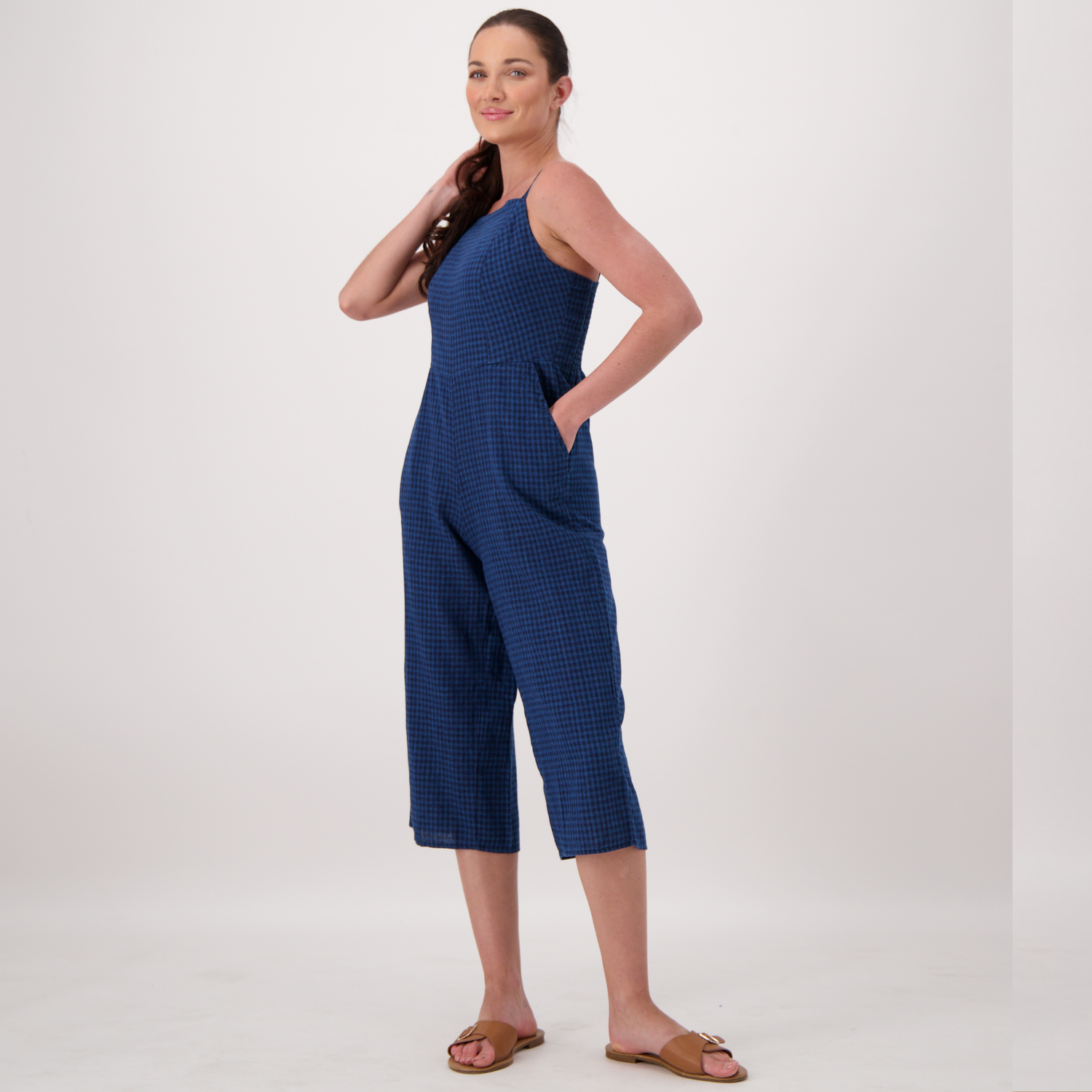 Anastasia Check Linen Jumpsuit