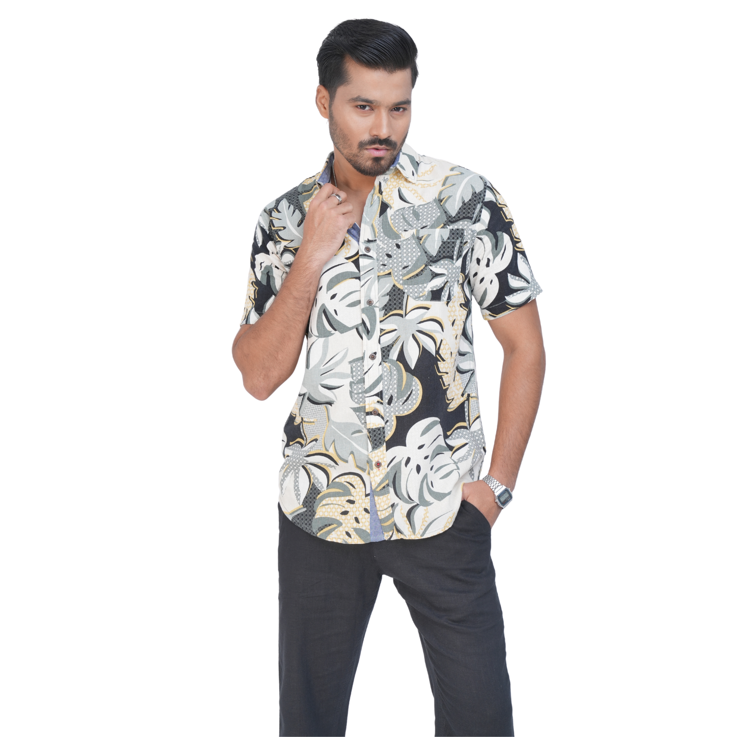 Linen Printed Short Sleeve Shirt