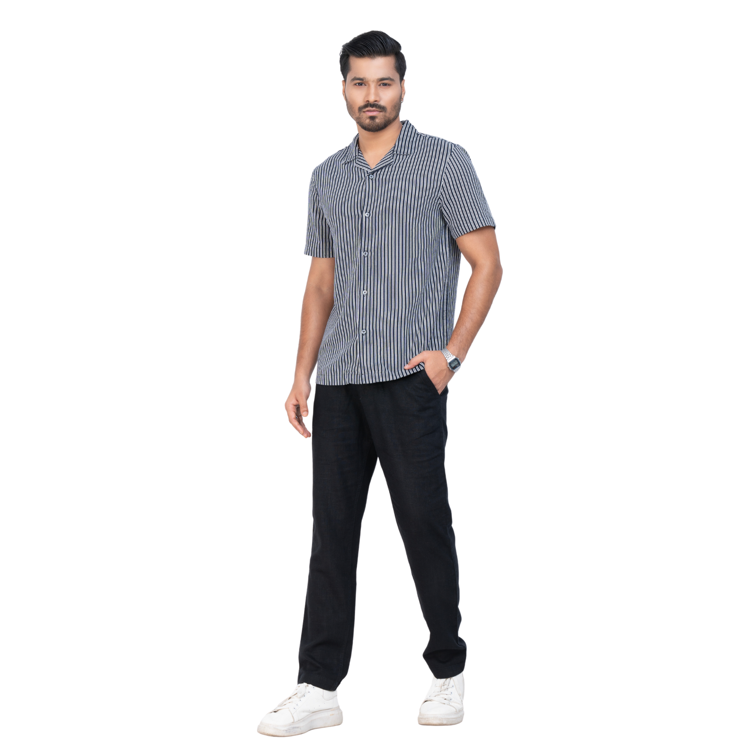 Linen Black Stripe Men's Shirt