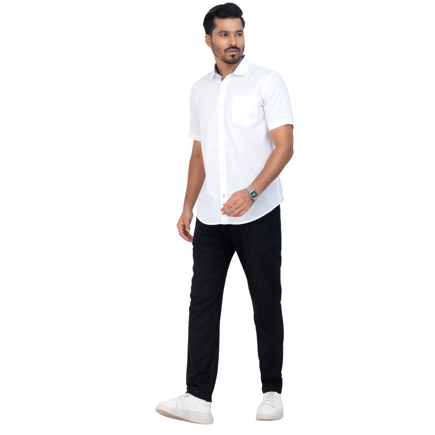 White Linen Solid Men's Shirt