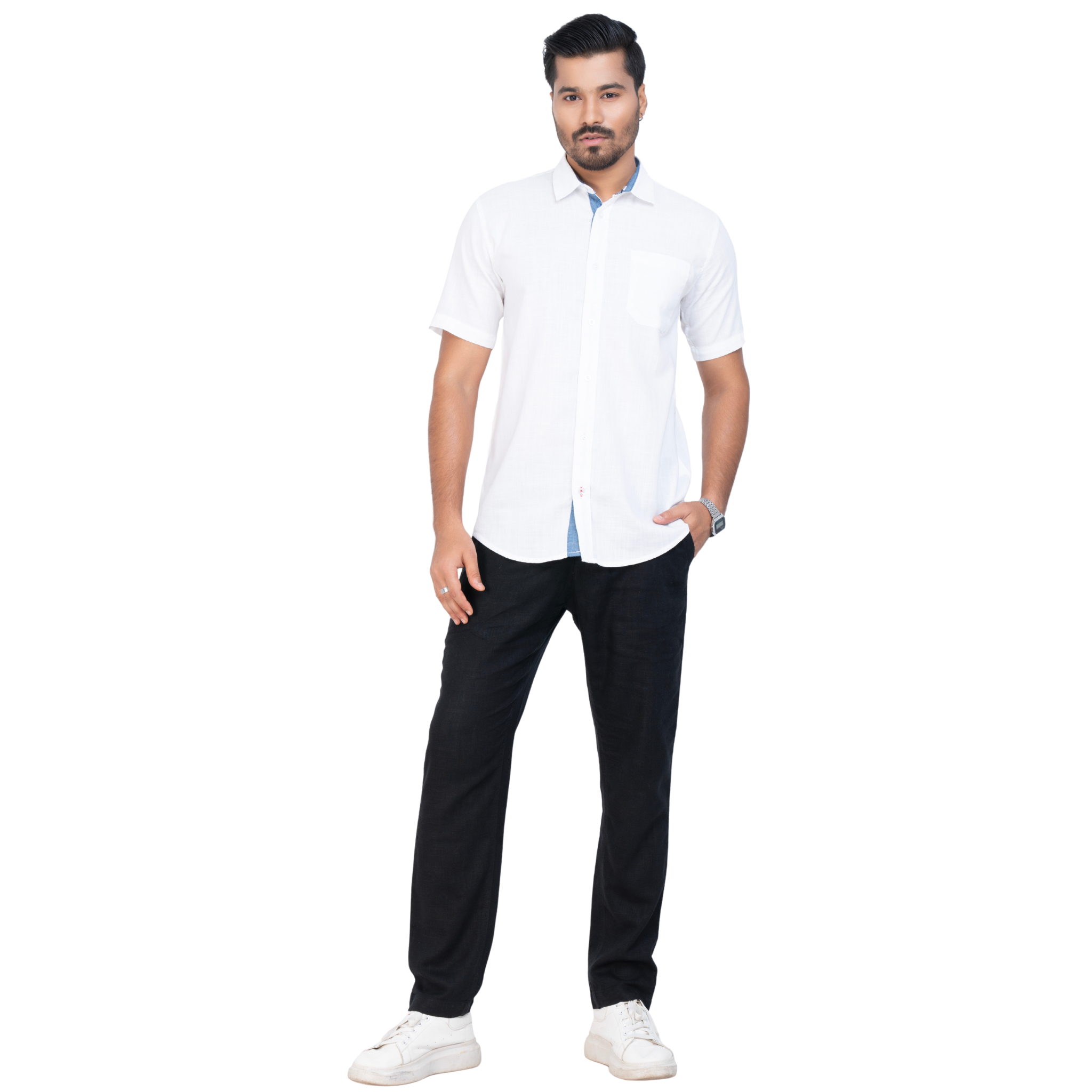 White Linen Solid Men's Shirt