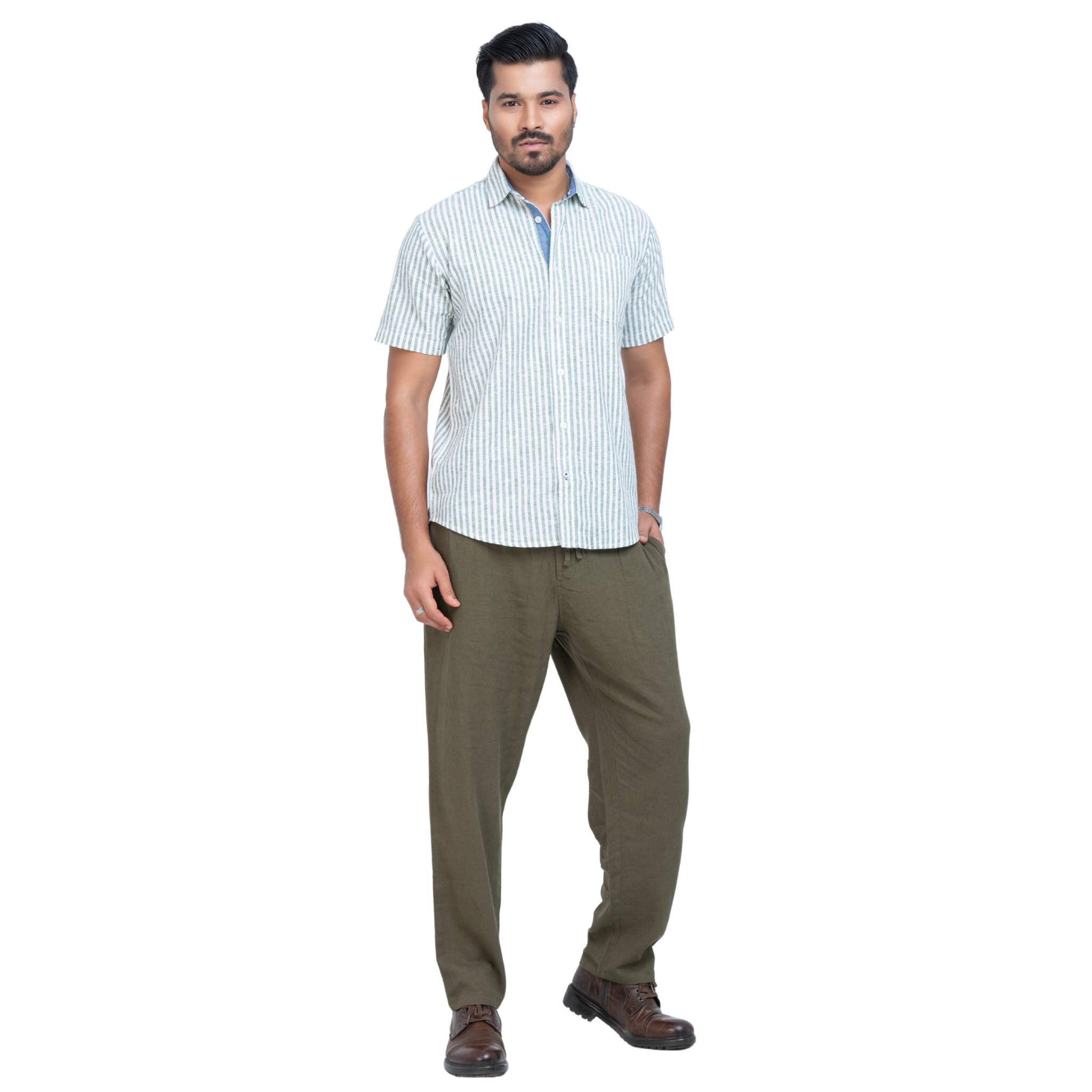 Stripe Linen Short Sleeve Shirt