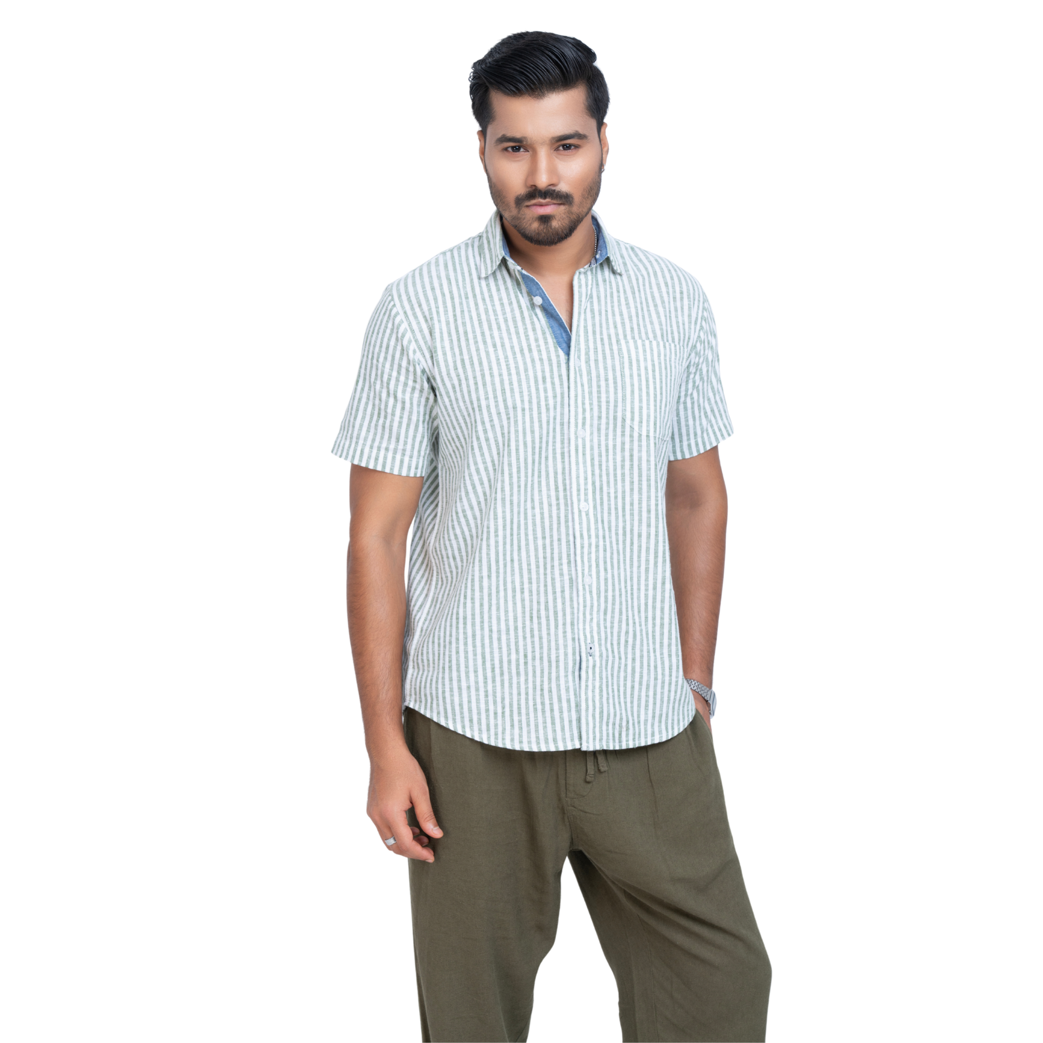 Stripe Linen Short Sleeve Shirt