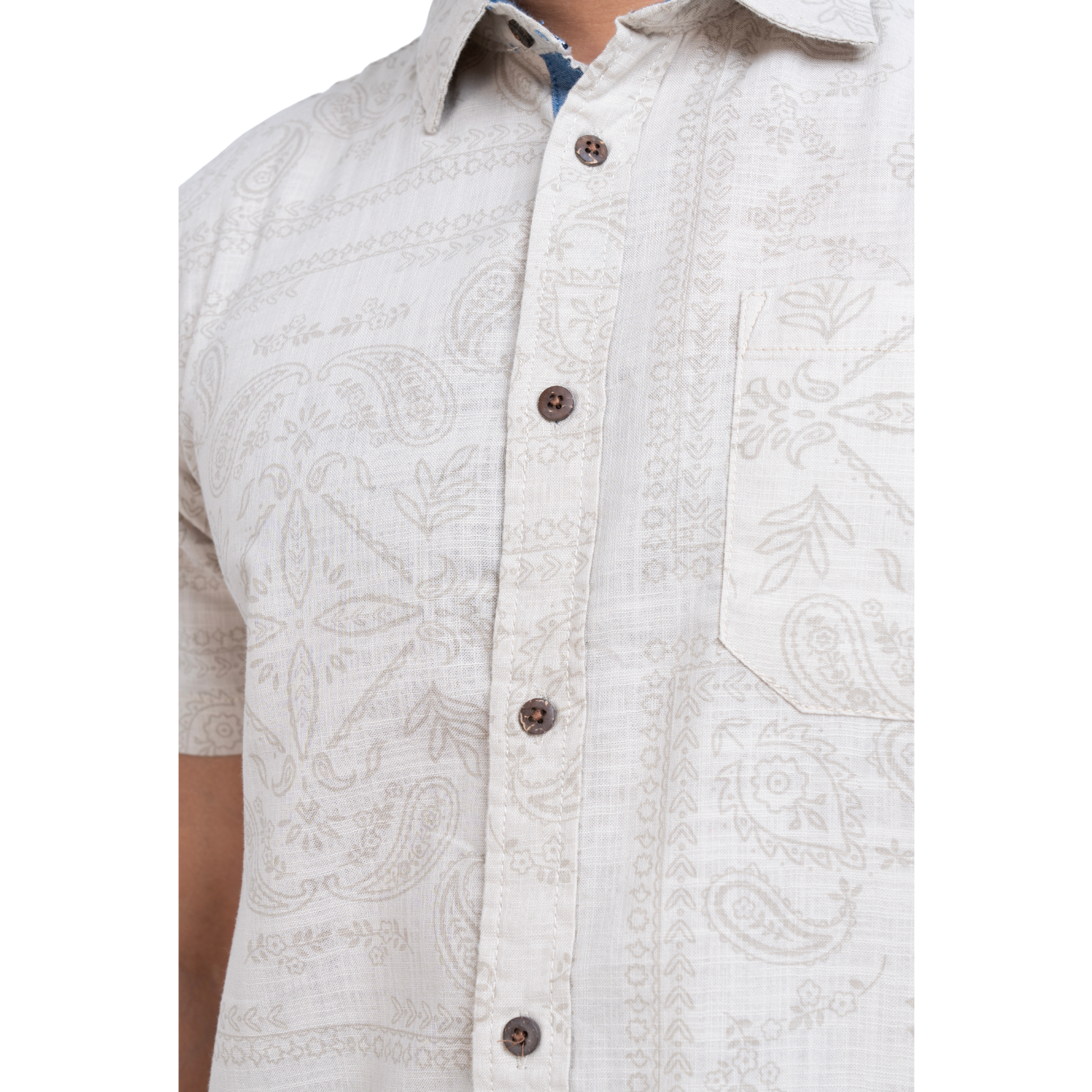 Printed Beige Linen Men