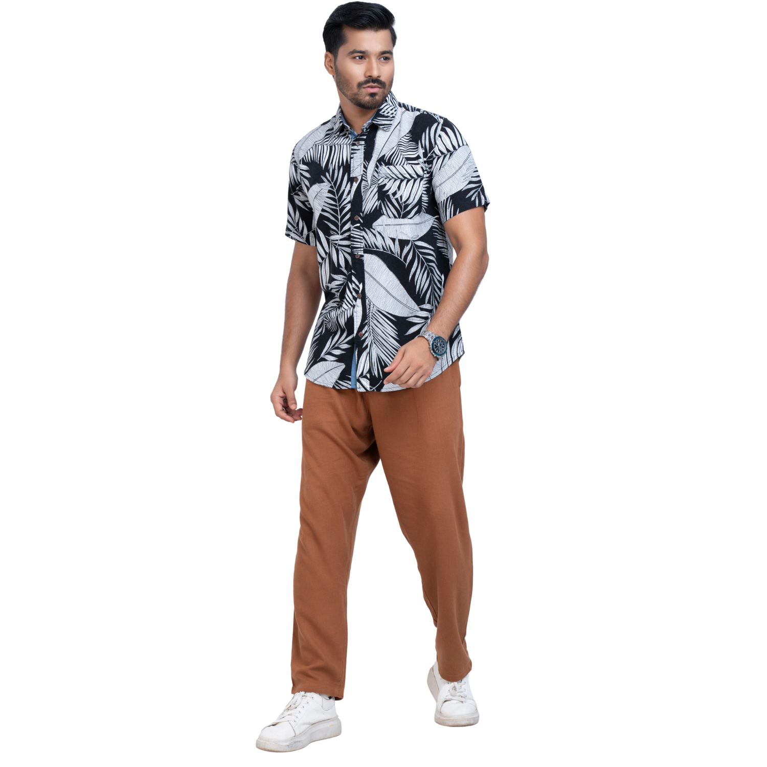 Linen Black Printed Men's Shirt