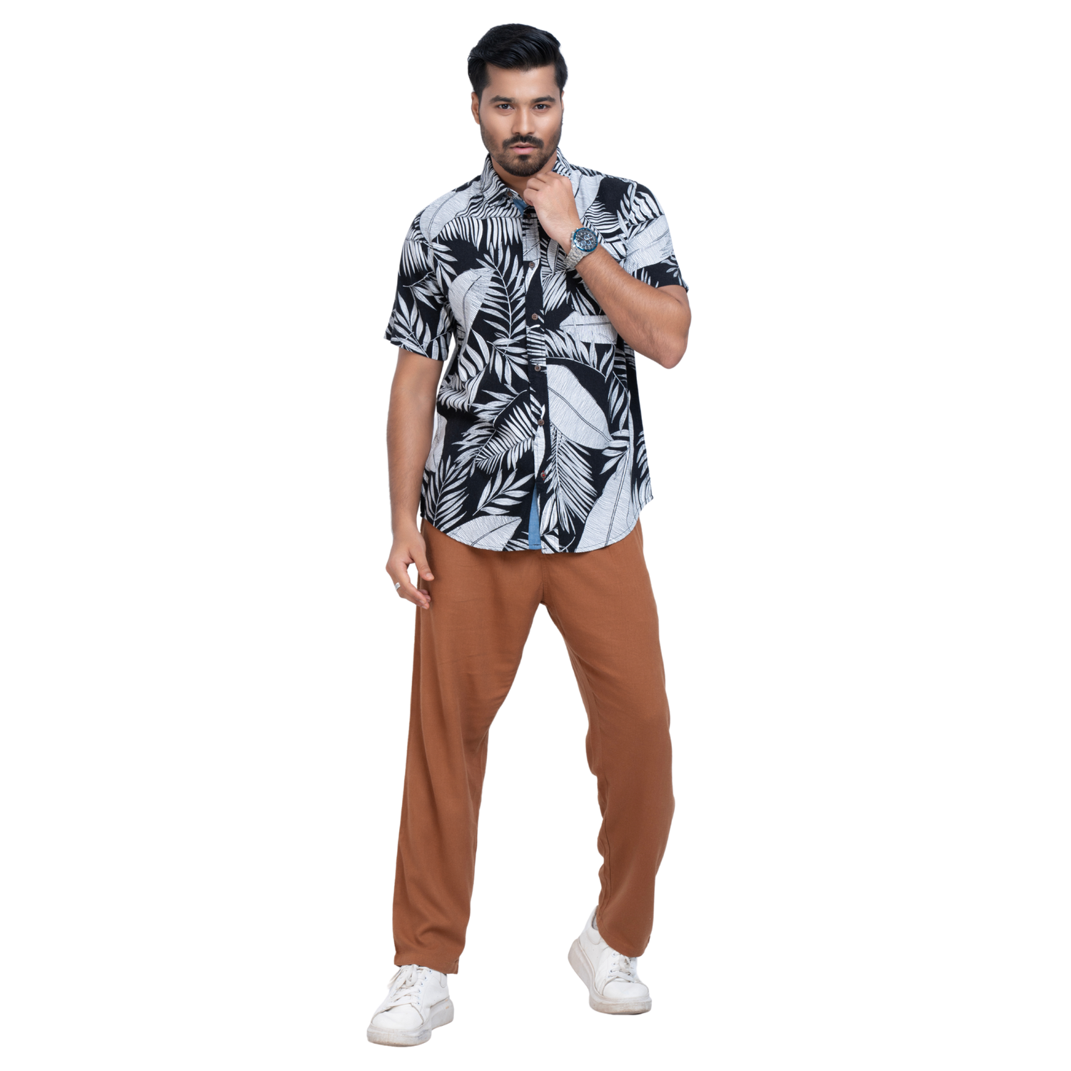 Linen Black Printed Men's Shirt