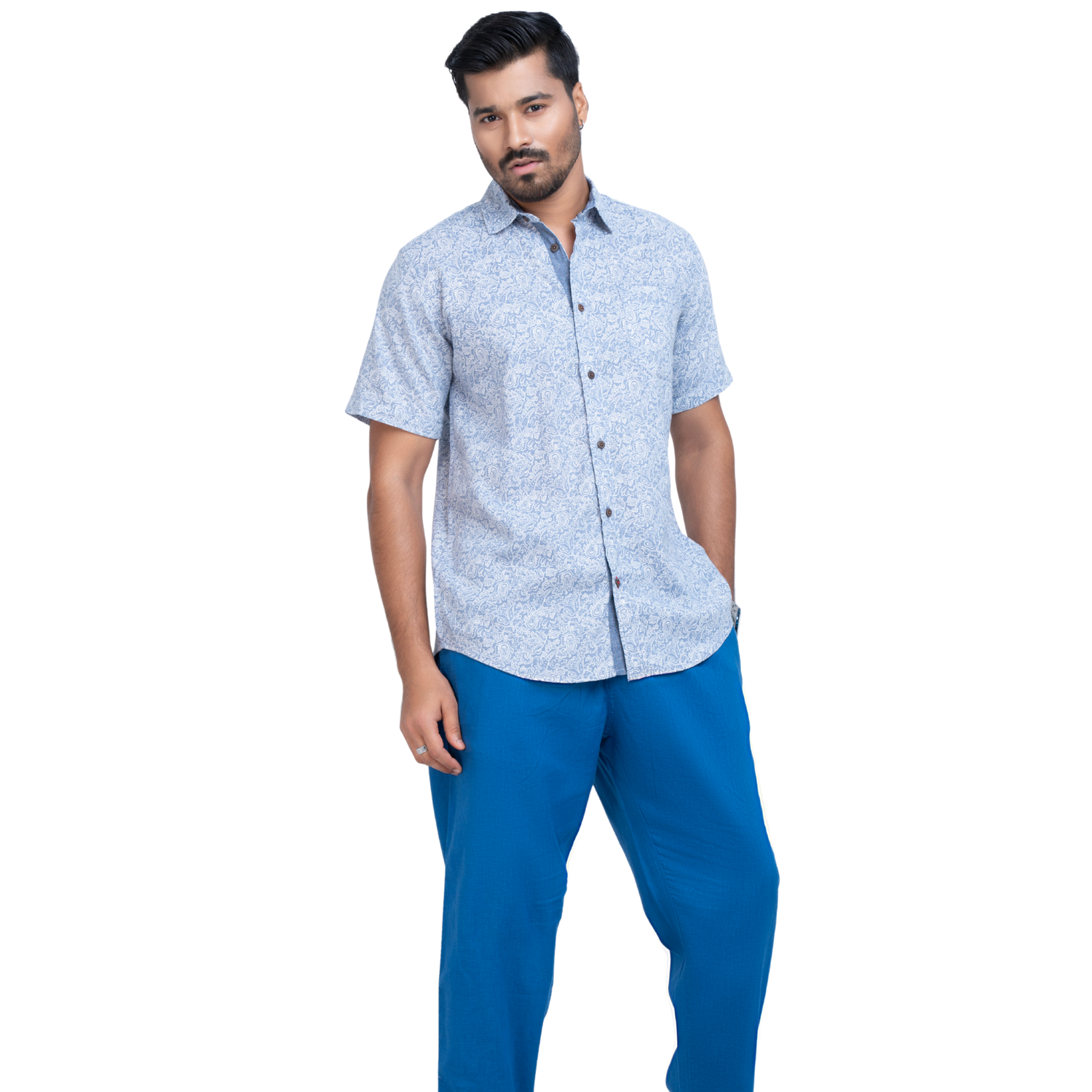 Linen Printed Short Sleeve Shirt