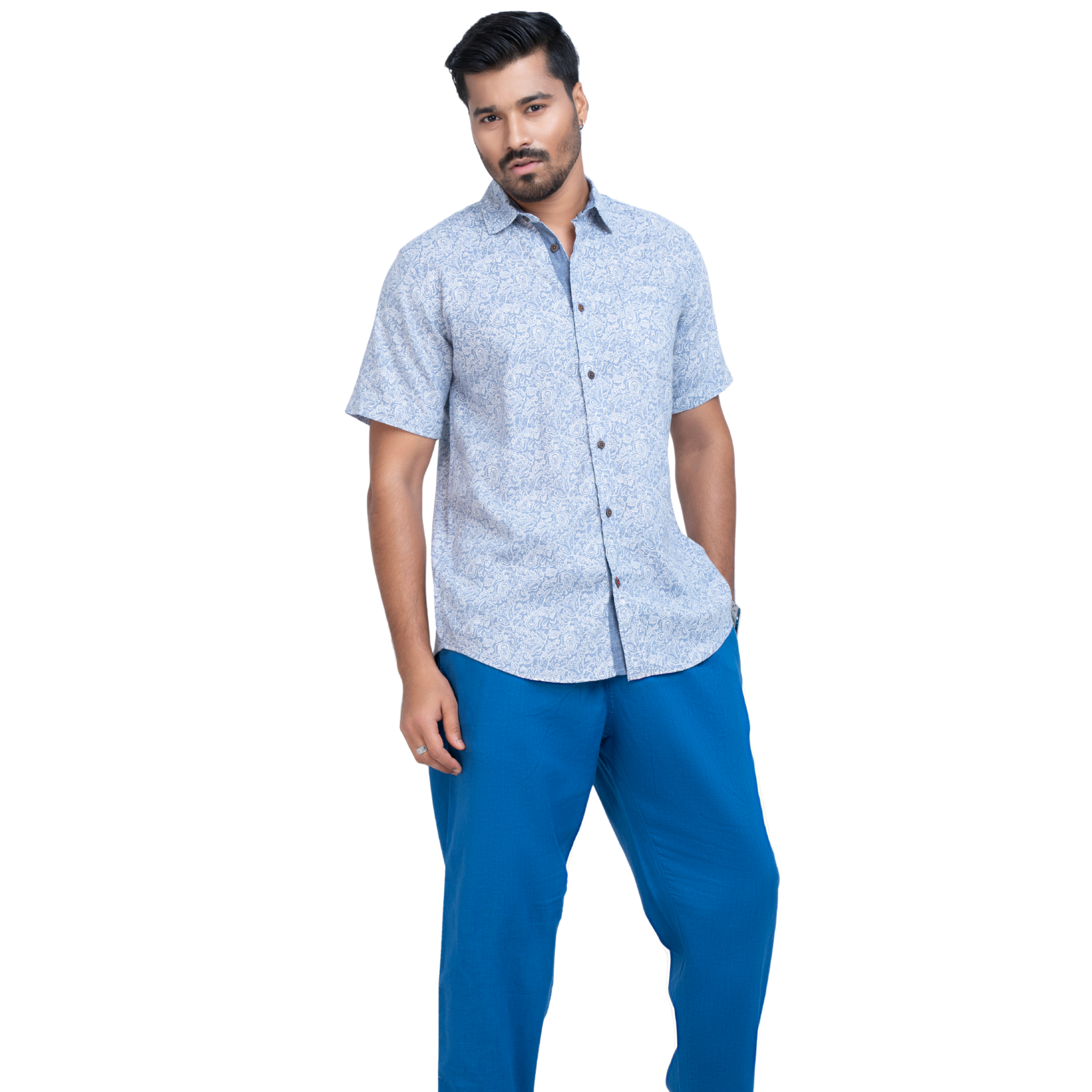 Linen Printed Short Sleeve Shirt