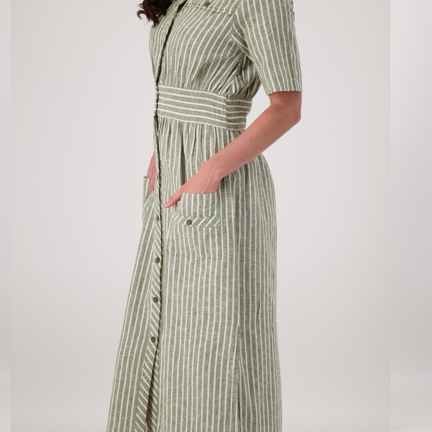 Élise Striped Linen Long Dress