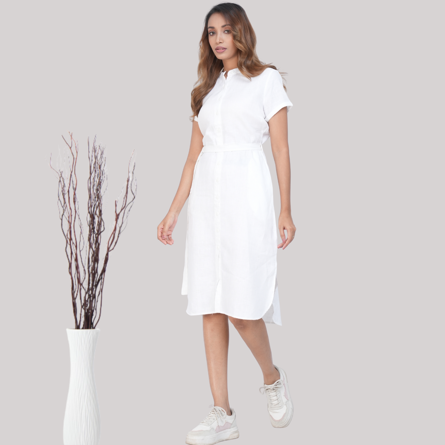 La Robe Claire en Lin Blanc